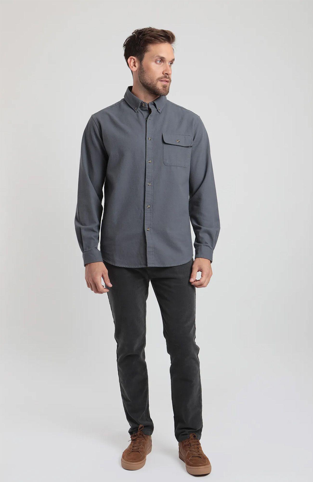 Camisa manga larga hombre Classic gris -3