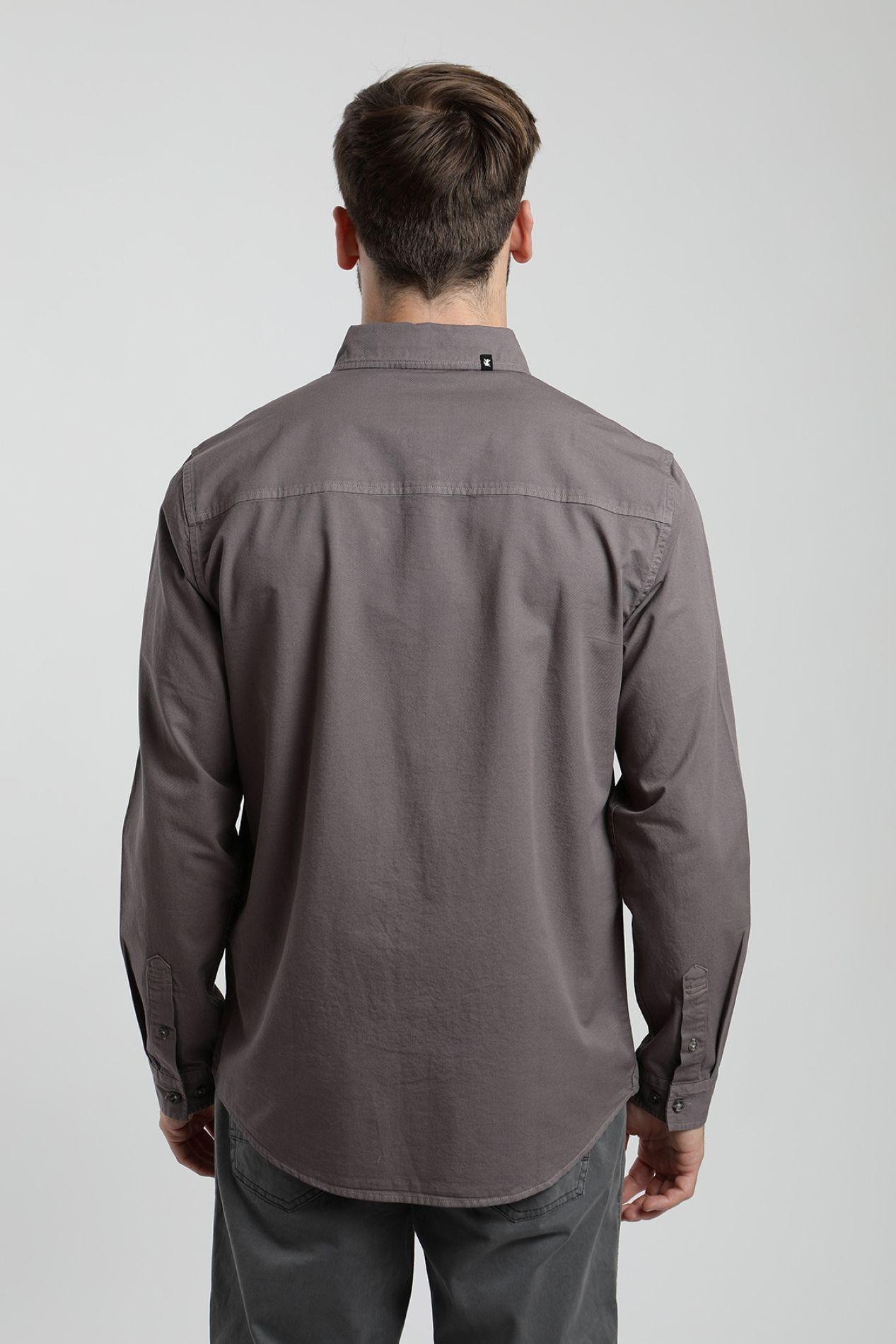 Camisa manga larga Sarga café  -2