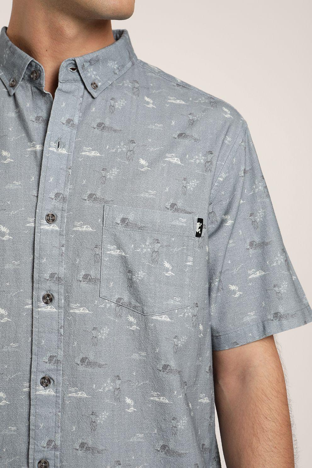 Camisa manga corta Viscosa Luau celeste -1