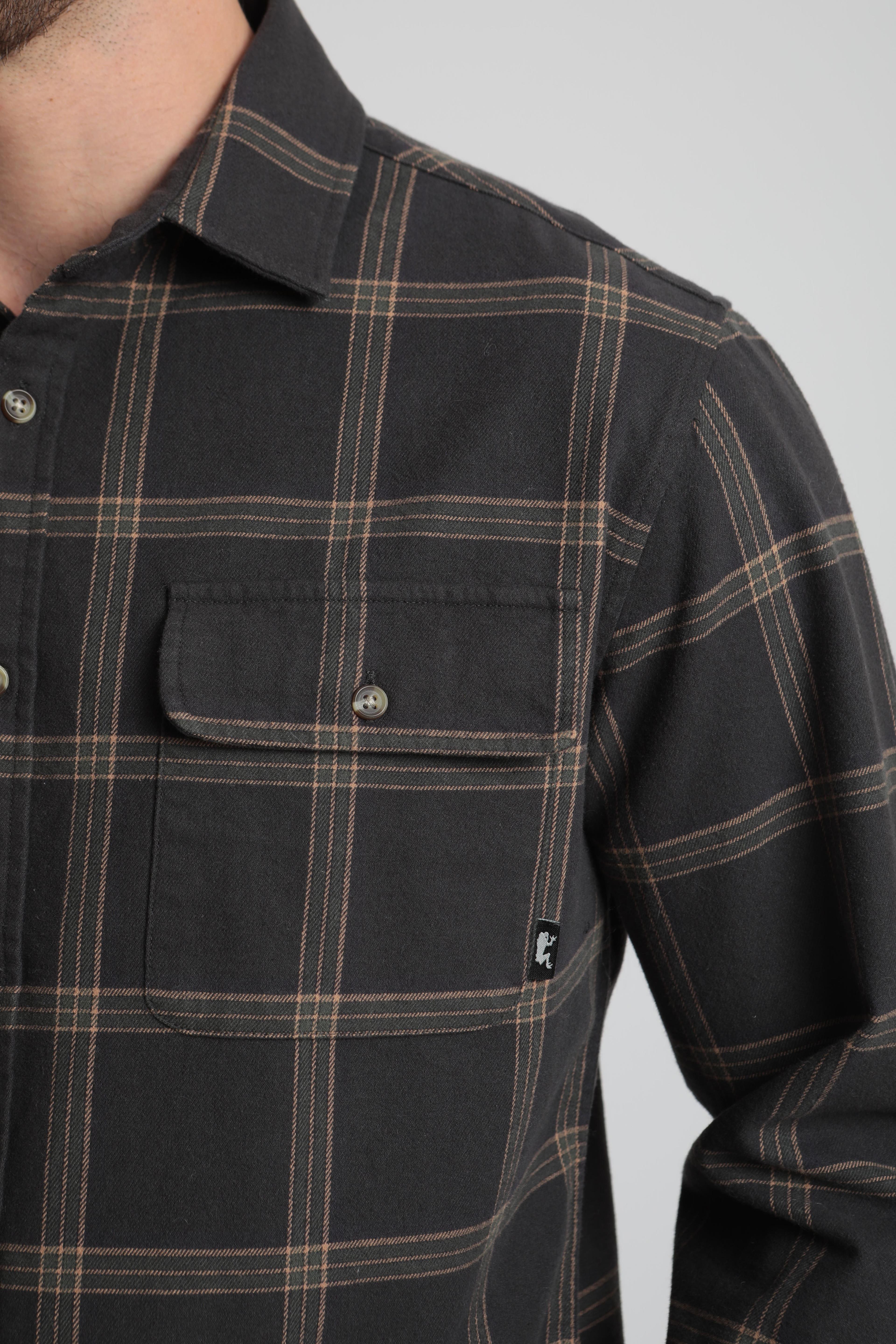 Camisa manga larga hombre Franela grafito flanel -1