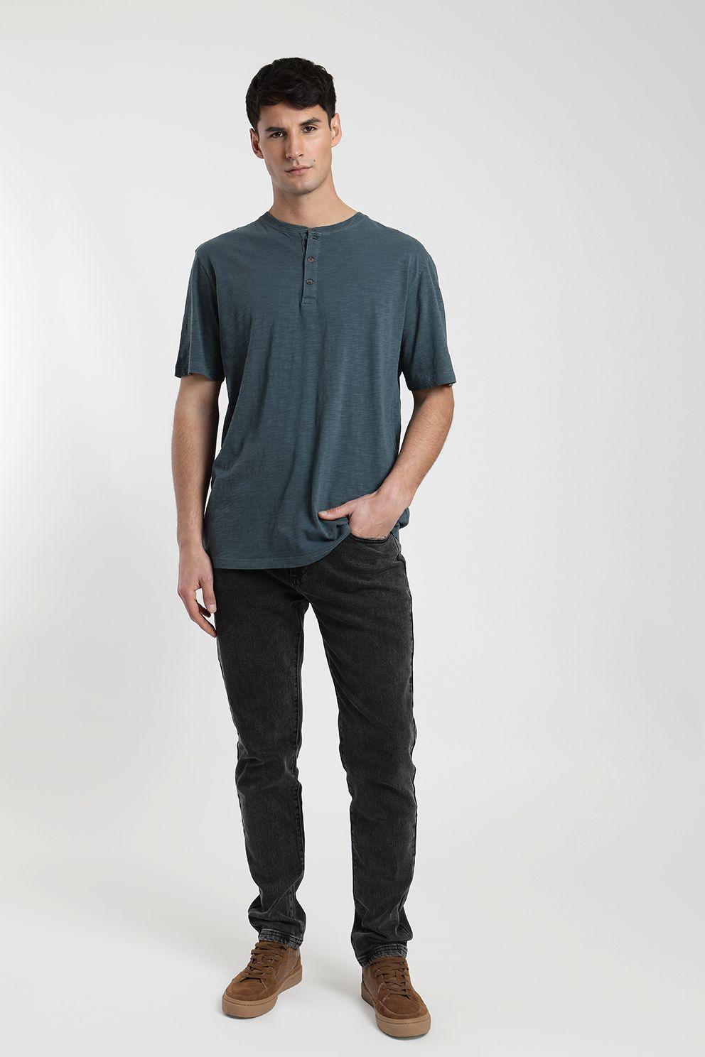 Polera manga corta hombre Mao azul  -3