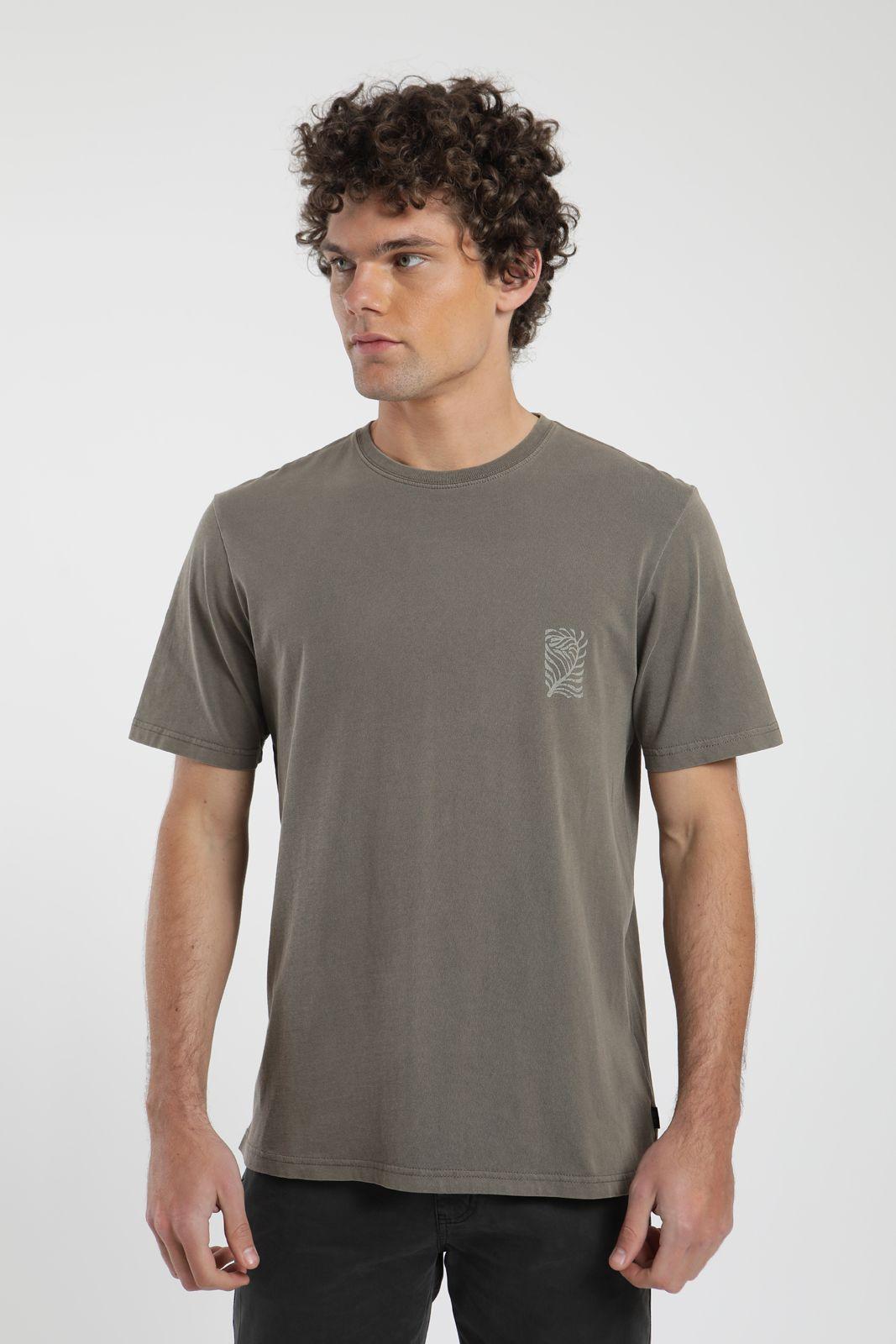 Polera hombre manga corta Hojas café Algodón orgánico Froens-0