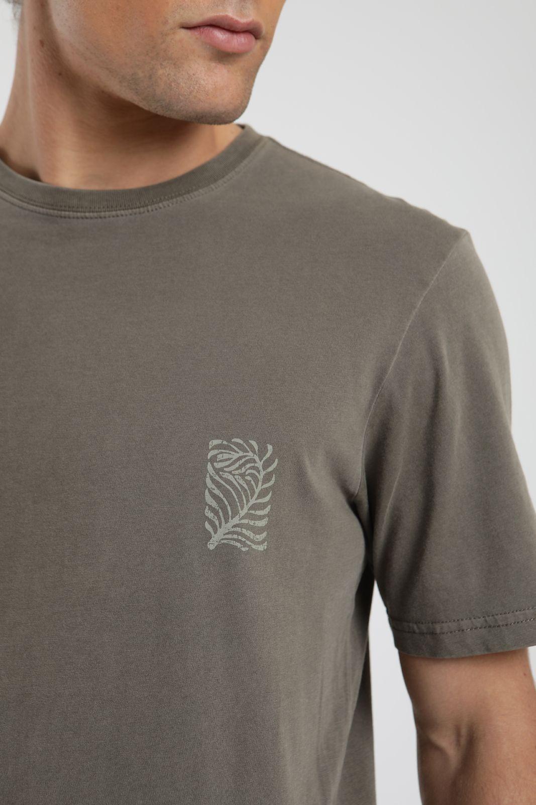 Polera hombre manga corta Hojas café Algodón orgánico Froens-2