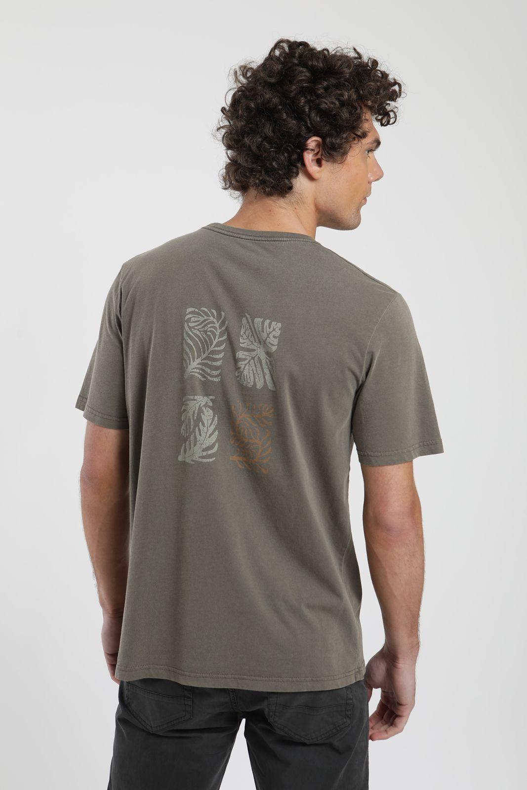 Polera hombre manga corta Hojas café Algodón orgánico Froens-3