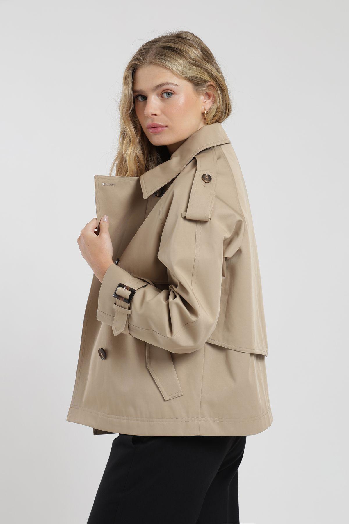 Chaqueta mujer Trench beige twill Froens-3