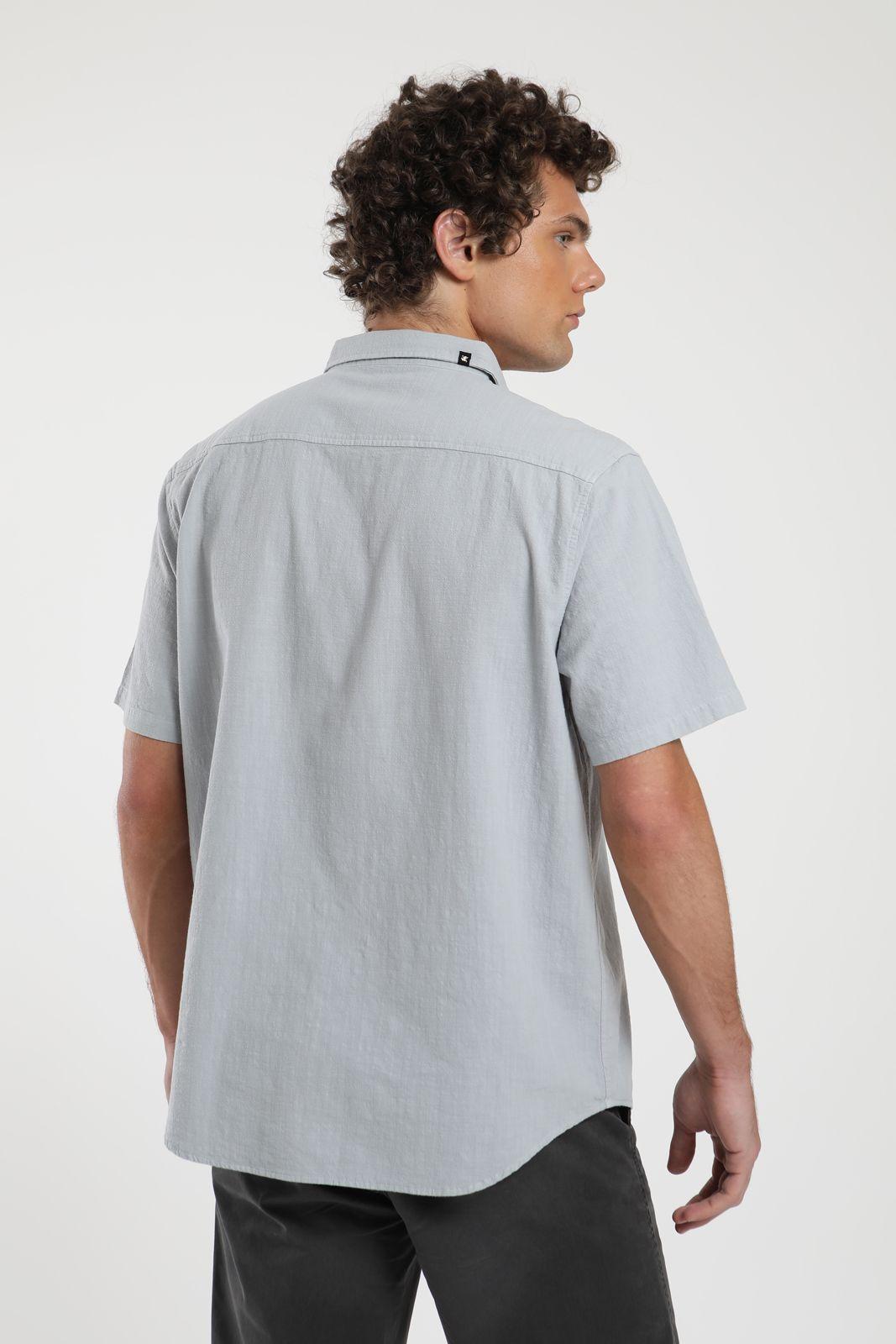 Camisa hombre manga corta Texture celeste Algodón orgánico Froens-3