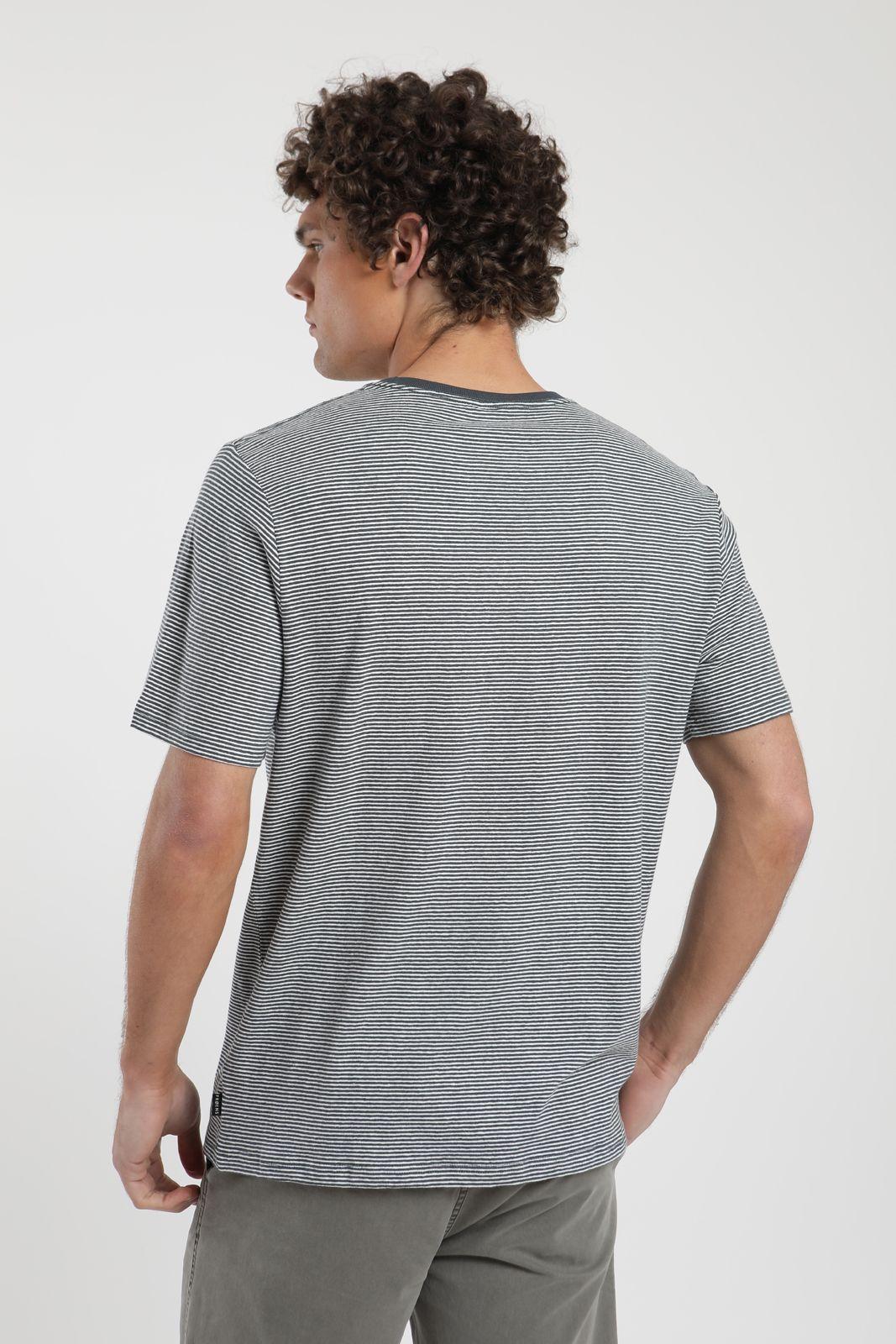 Polera hombre manga corta Rayas Tejida azulLino Froens-2