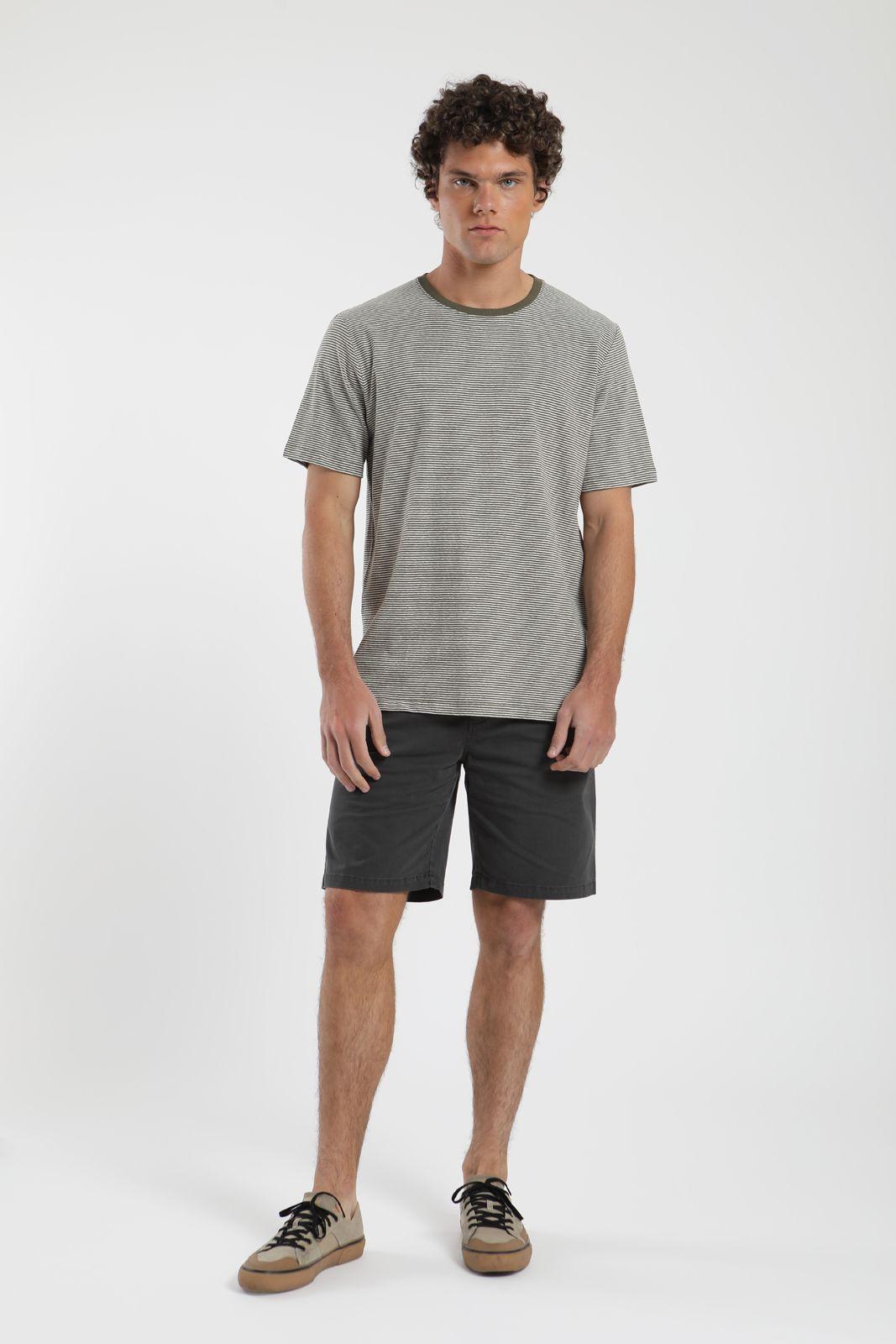 Polera hombre manga corta Rayas Tejida verde-Lino Froens-2