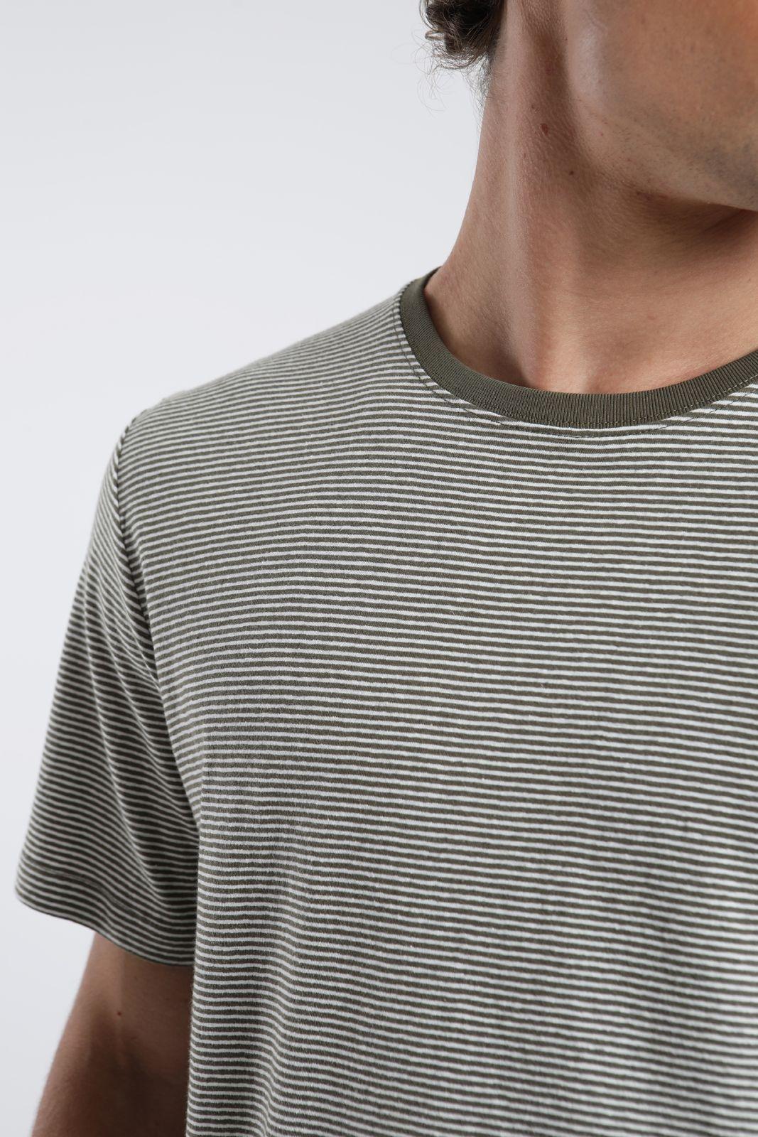 Polera hombre manga corta Rayas Tejida verde-Lino Froens-3