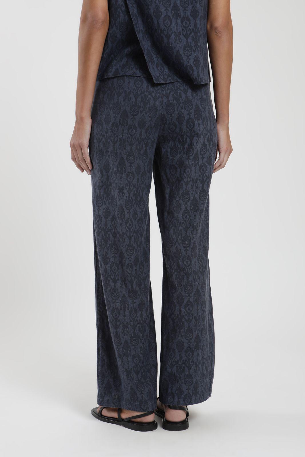 Pantalón mujer Docas print azul Lino Froens-2