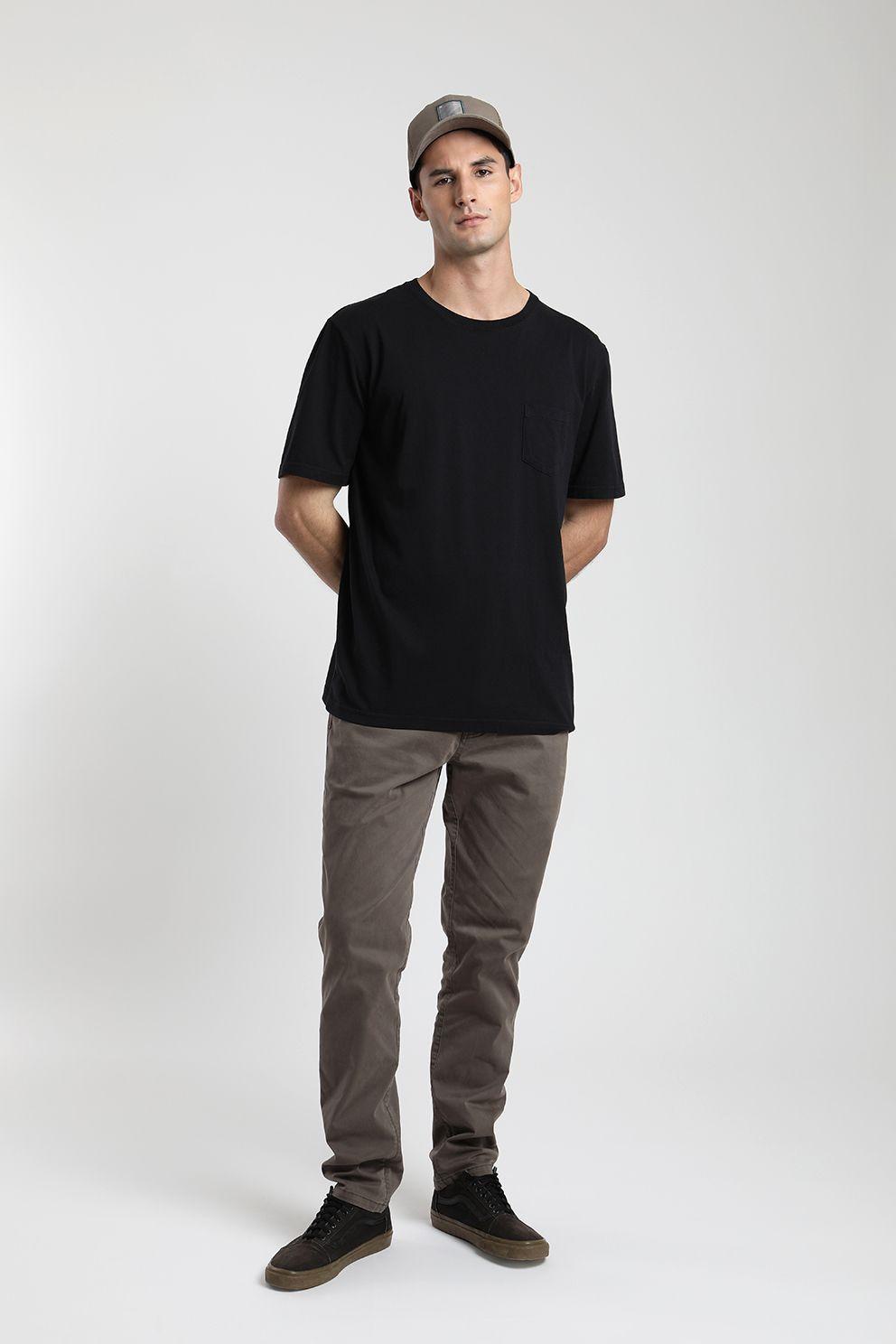 Polera manga corta hombre Bolsillo Stitch negro -3