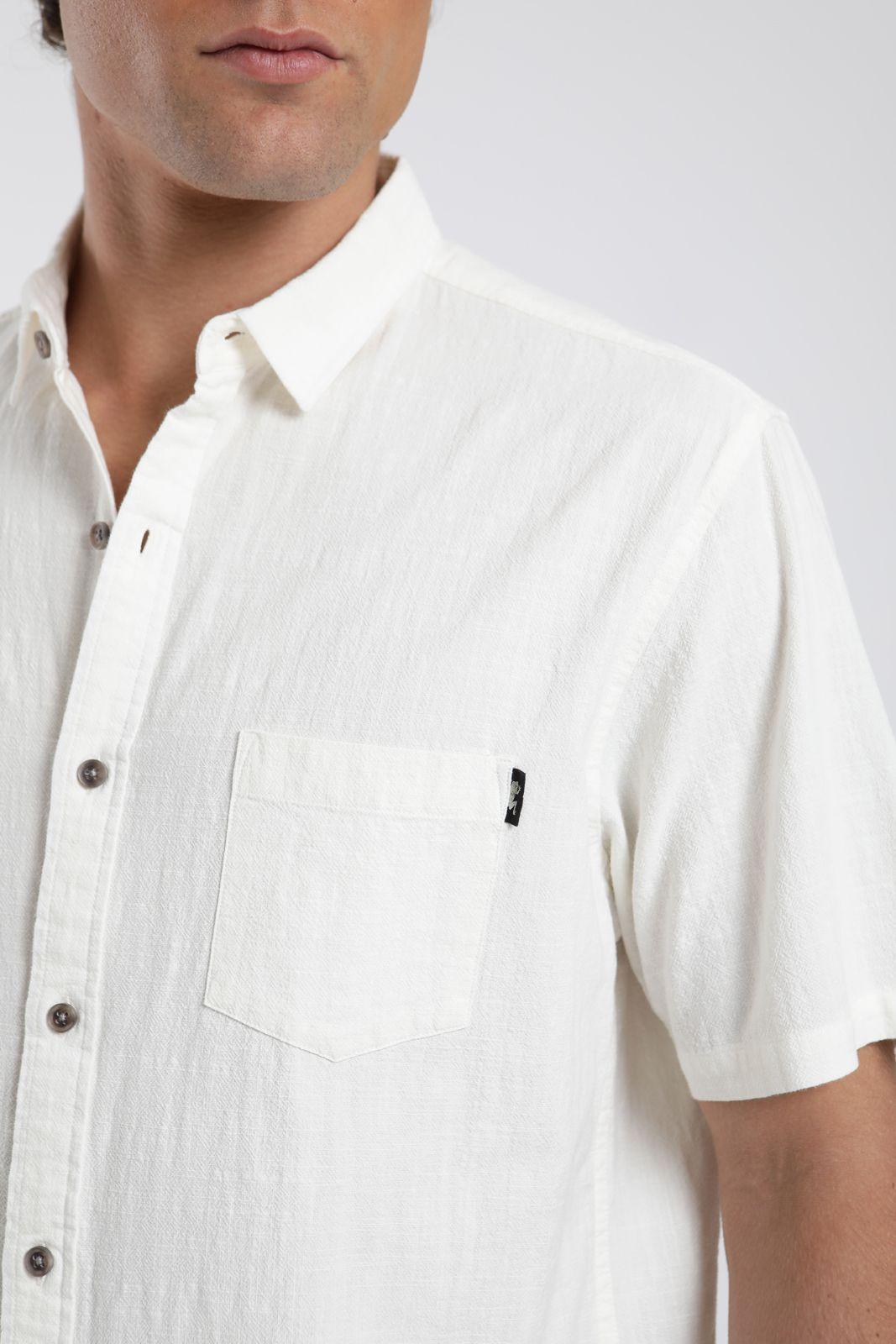 Camisa hombre manga corta Texture blanco Algodón orgánico Froens-3