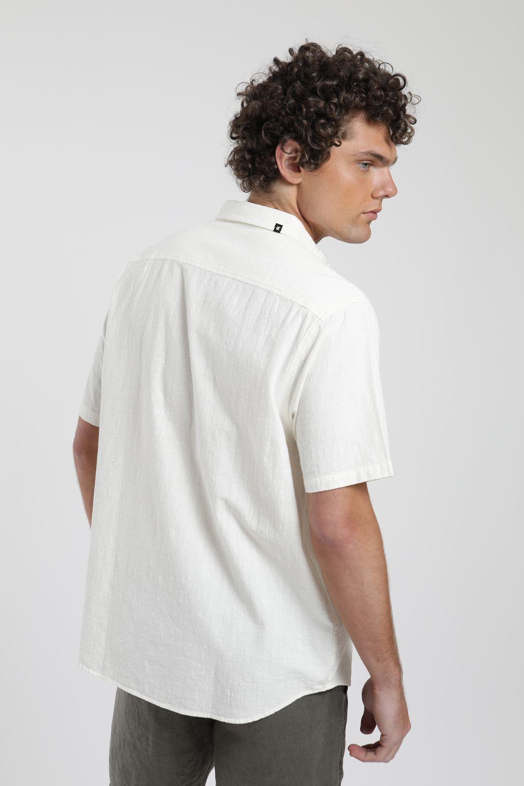 Camisa hombre manga corta Texture blanco Algodón orgánico Froens-4