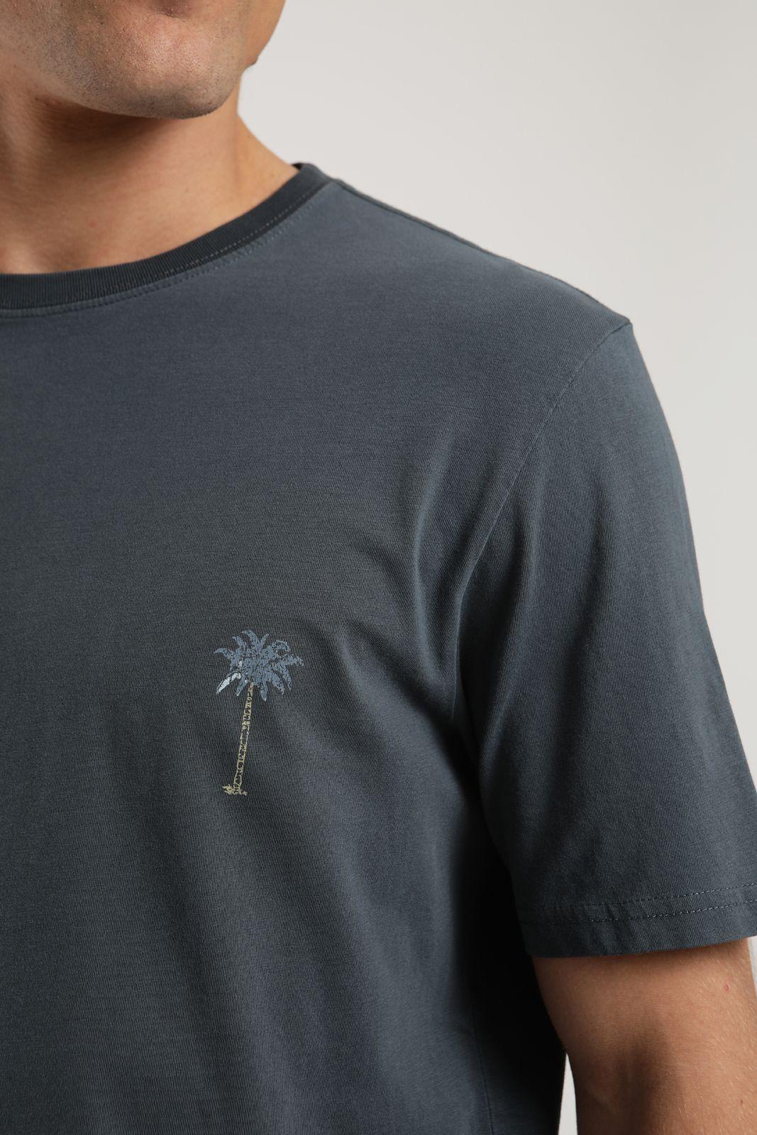 Polera hombre manga corta Palmeras azul Algodón orgánico Froens-4