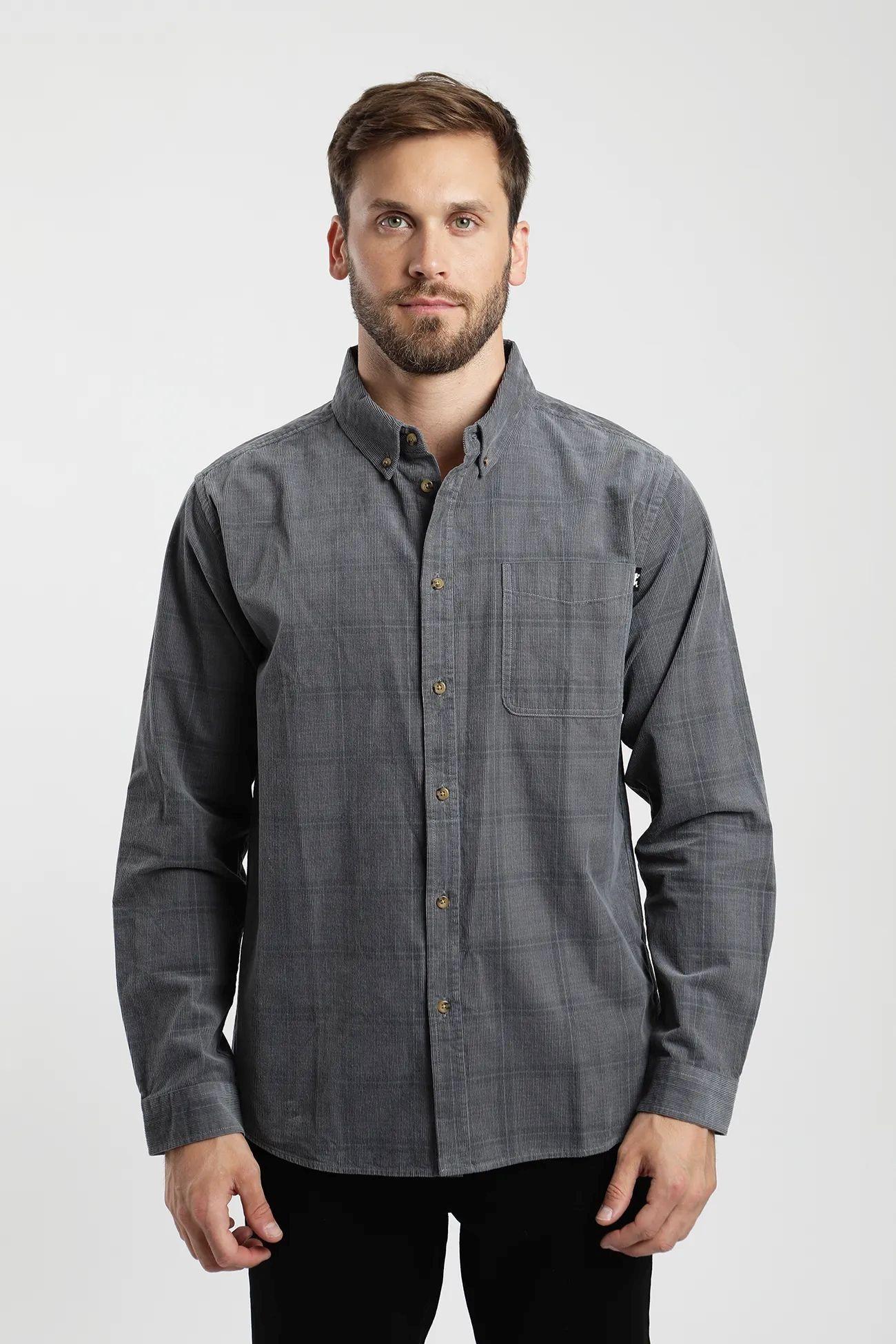 Camisa manga larga Corduroy Yarn azul  -0