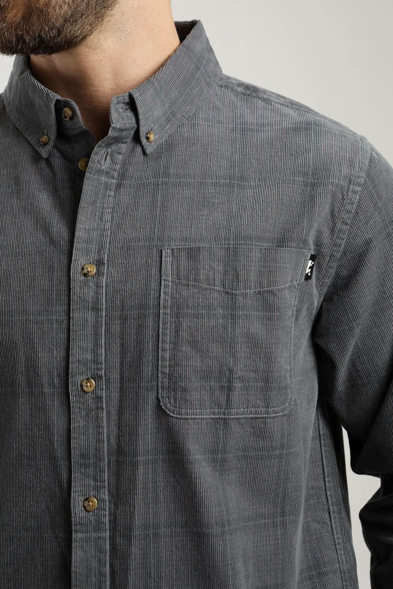 Camisa manga larga Corduroy Yarn azul  -1