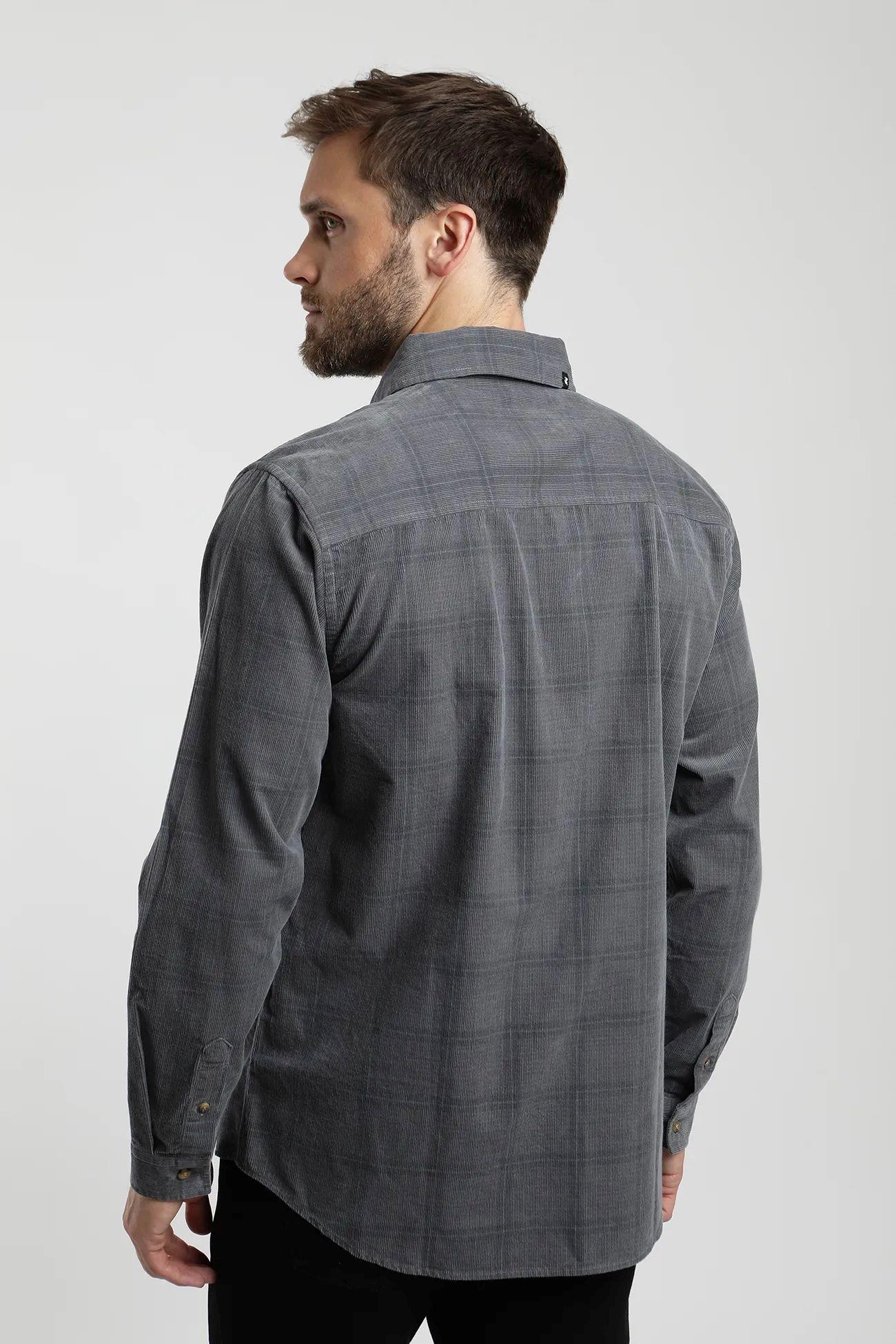 Camisa manga larga Corduroy Yarn azul  -2