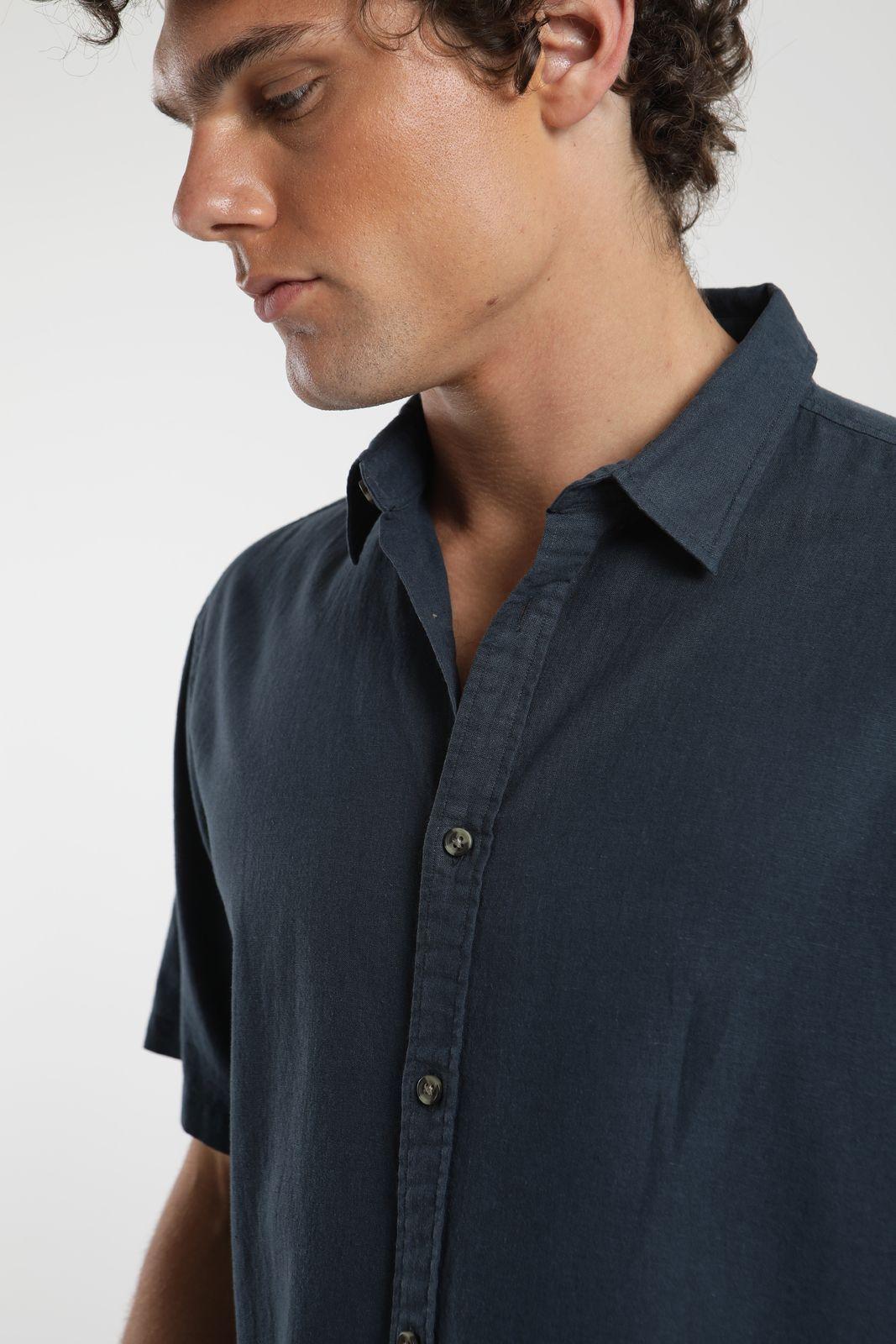 Camisa manga corta Classic azul Algodón orgánico Froens-4