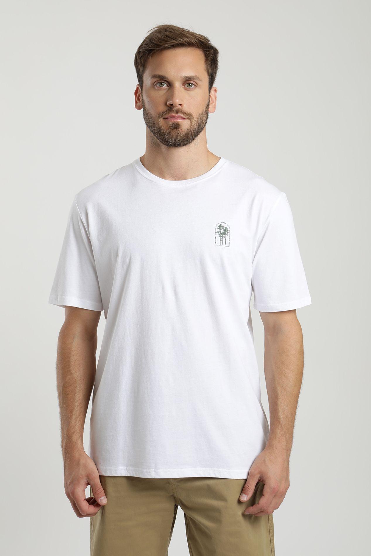 Polera manga corta hombre Arboles blanco  -0