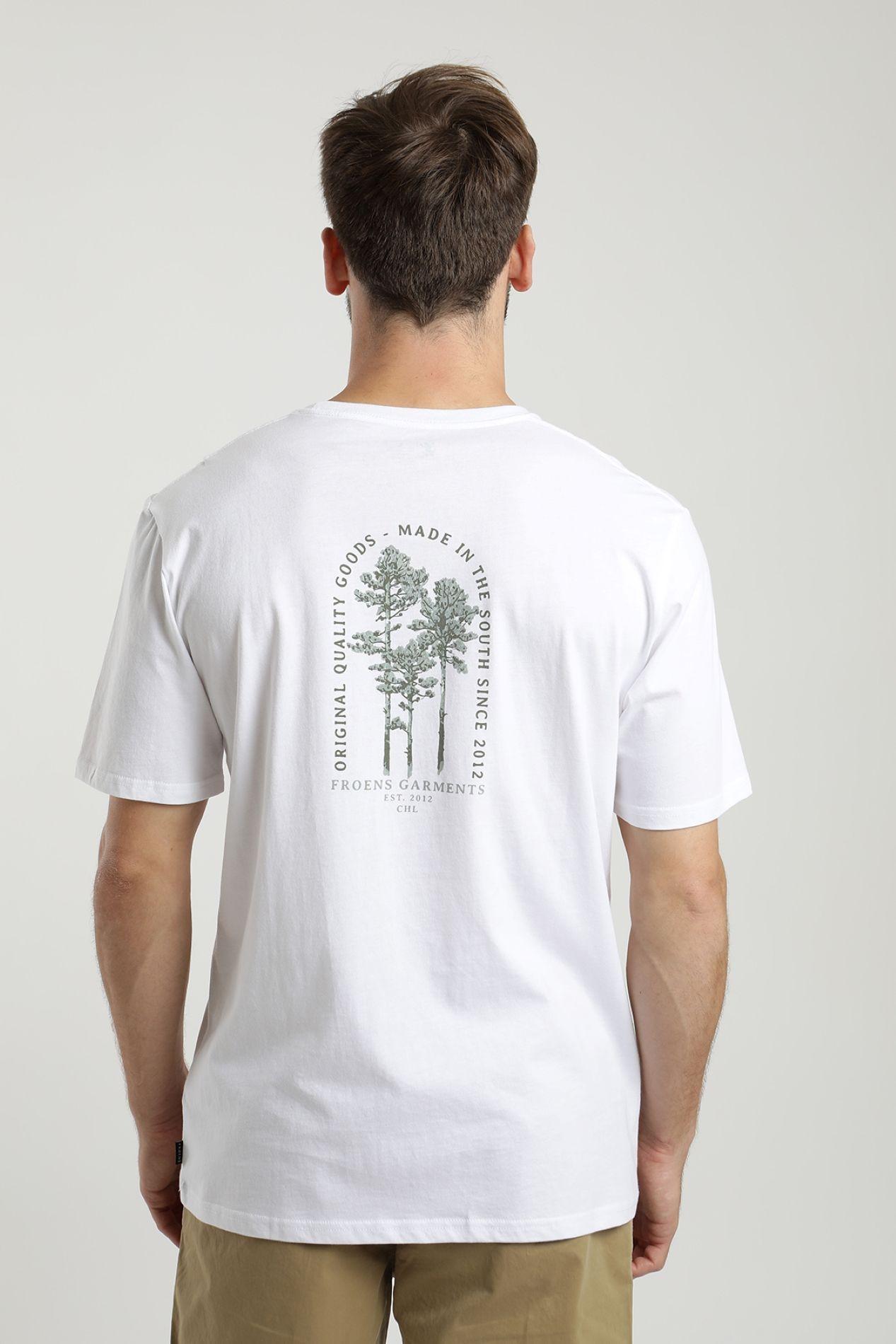 Polera manga corta hombre Arboles blanco  -2