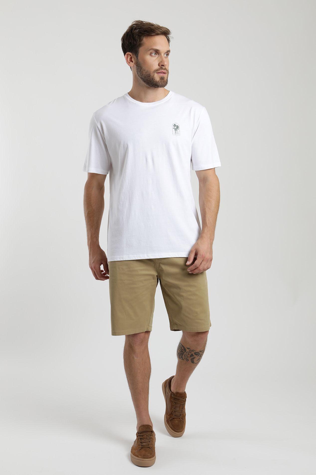 Polera manga corta hombre Arboles blanco  -3
