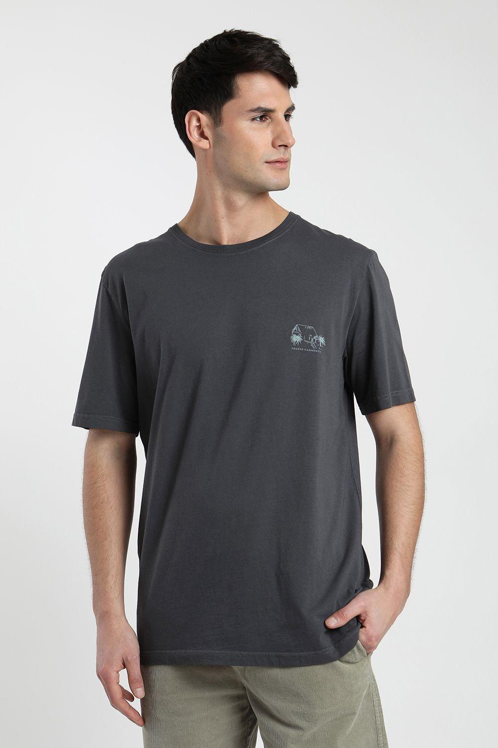 Polera manga corta hombre Bungalow grafito -0