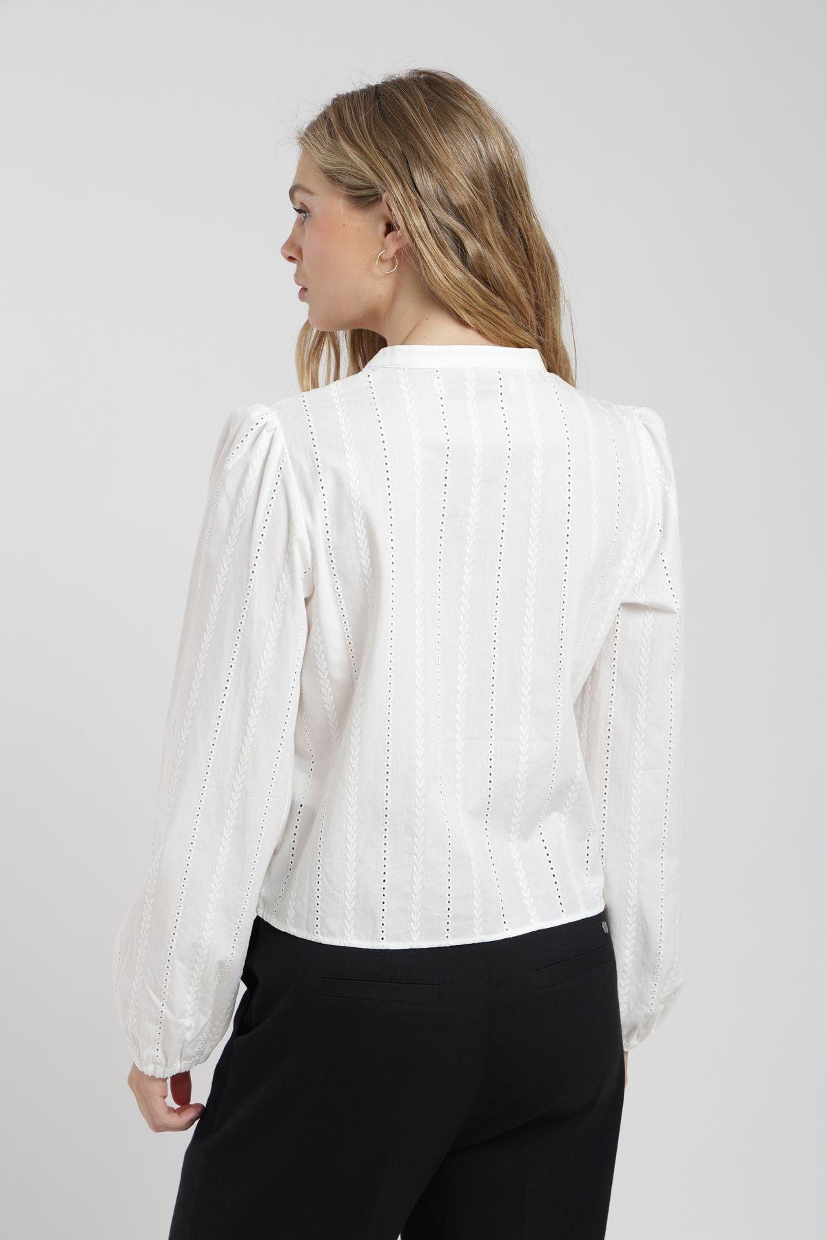 Blusa manga larga  Nacar blanco Froens-2