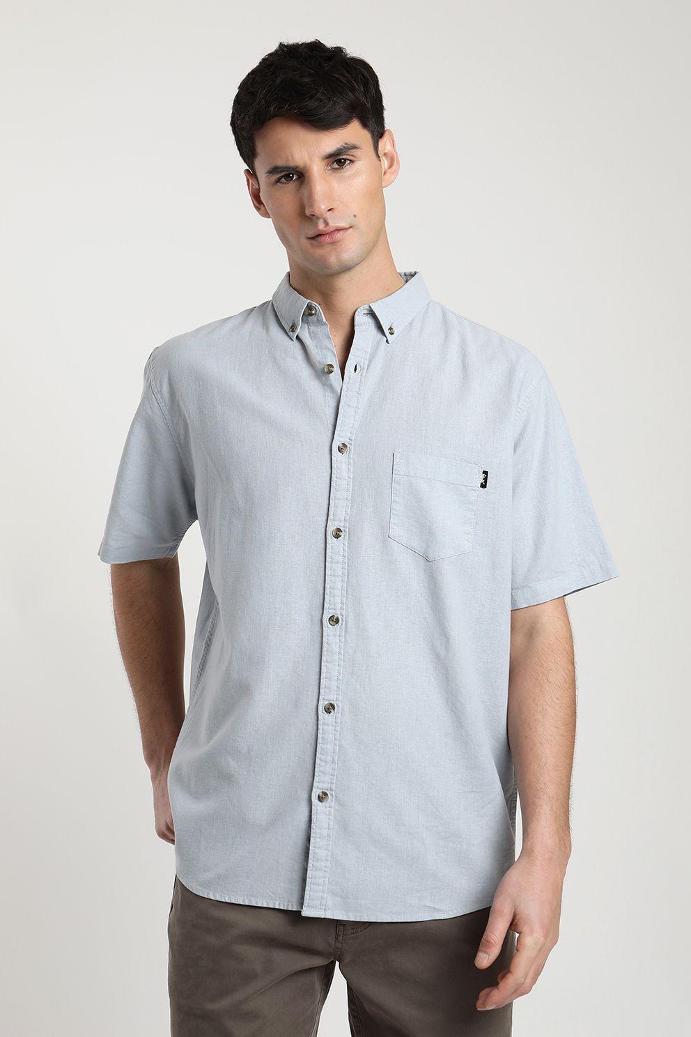 Camisa manga corta Classic celeste -0