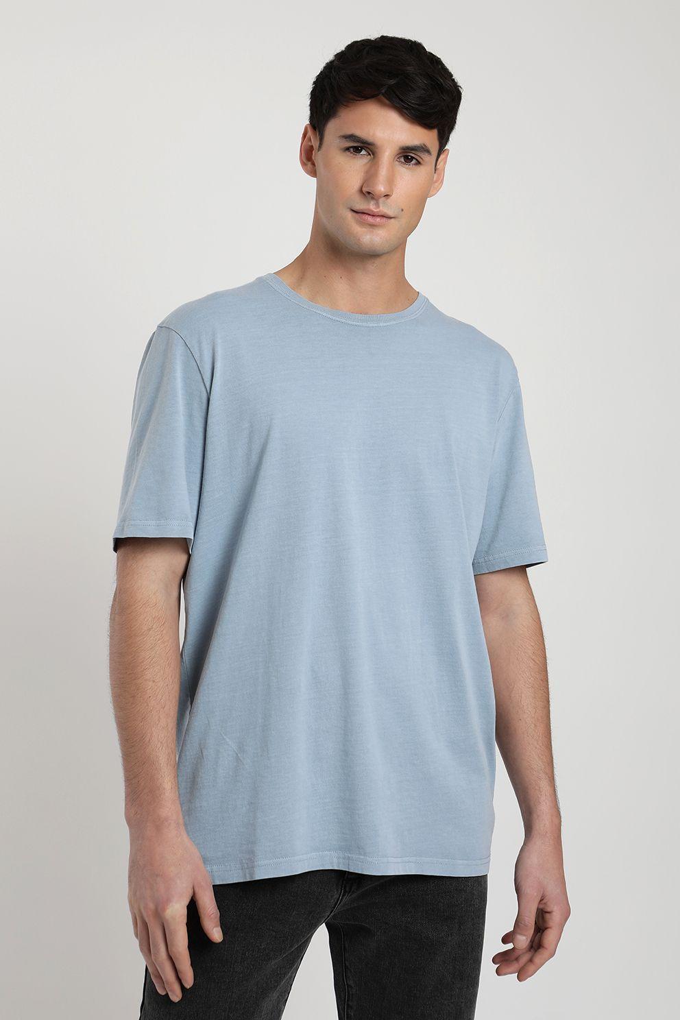 Polera manga corta hombre Plain celeste -0