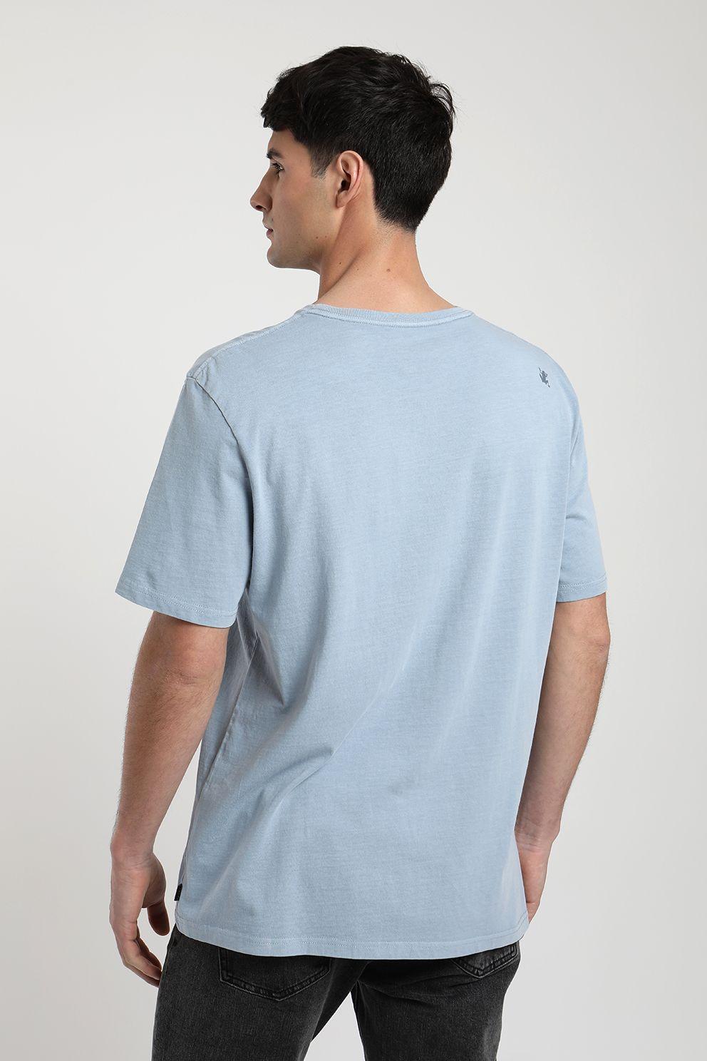Polera manga corta hombre Plain celeste -2