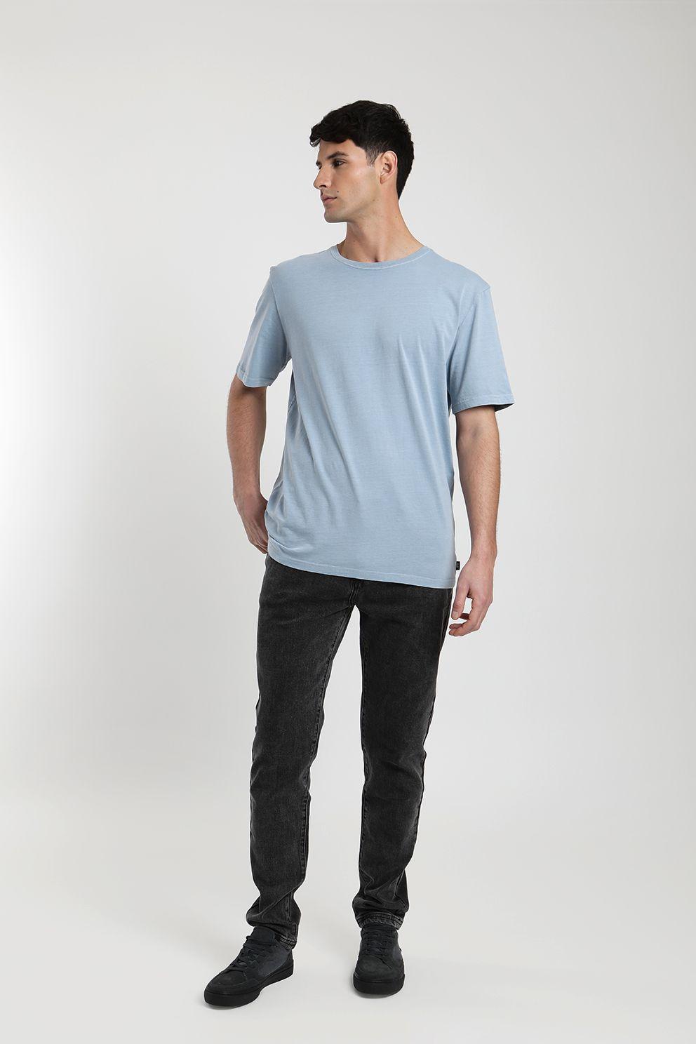 Polera manga corta hombre Plain celeste -3