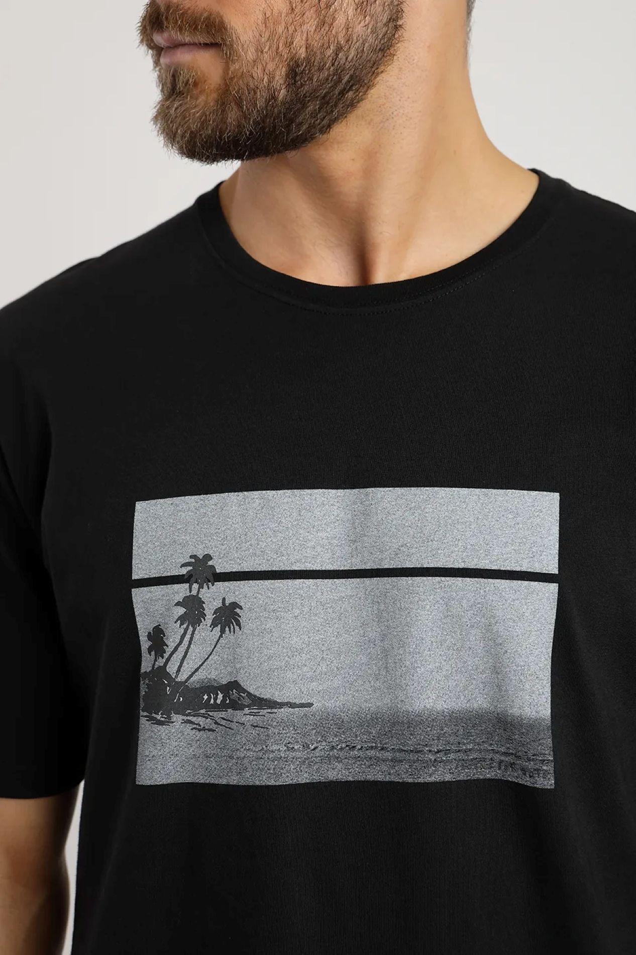 Polera manga corta hombre Playa negro  -1