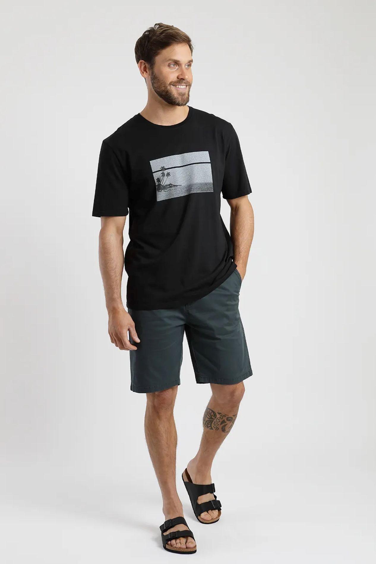Polera manga corta hombre Playa negro  -3