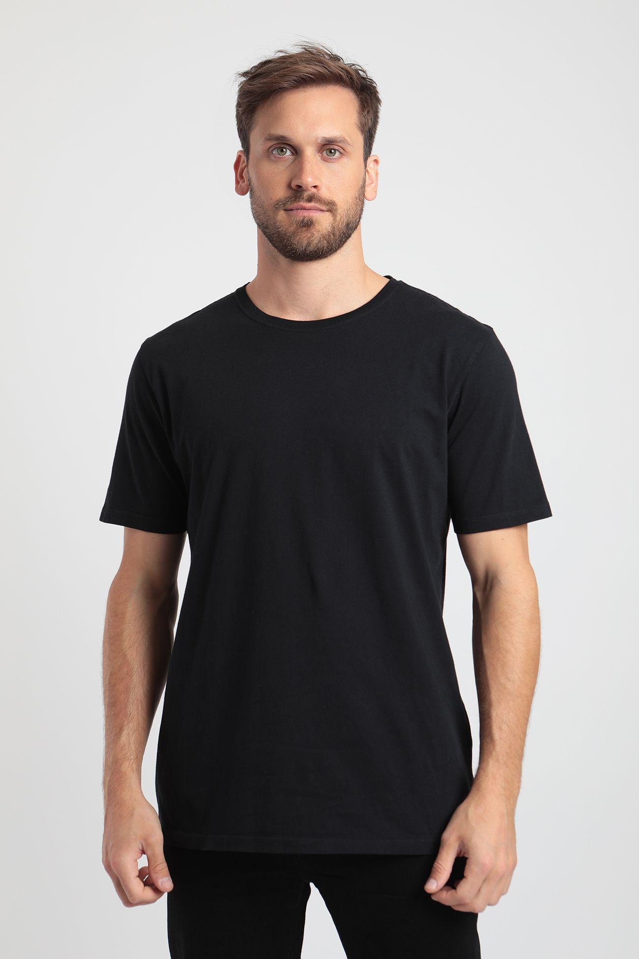 Polera manga corta hombre helechos negro -0