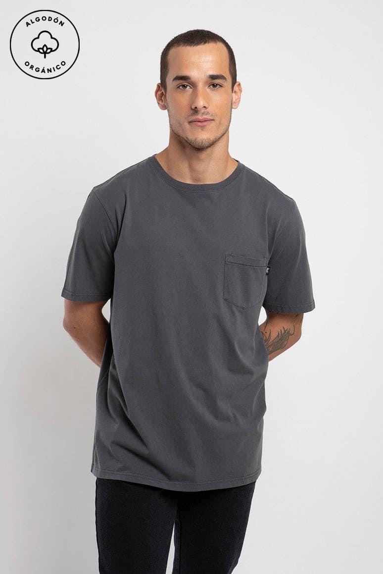 Polera manga corta hombre bolsillo Stitch grafito -0