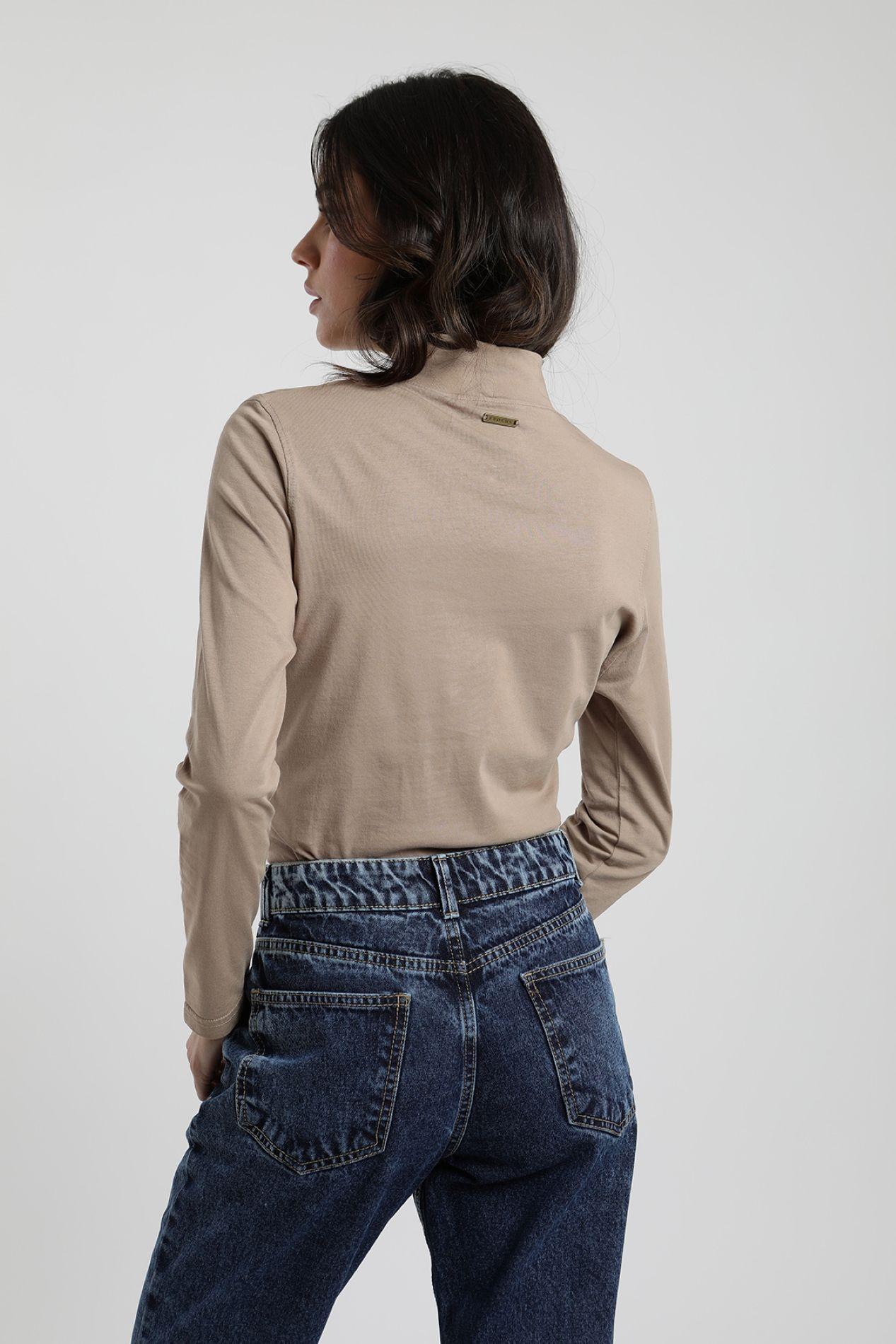 Polera manga larga mujer Palma camel  -3