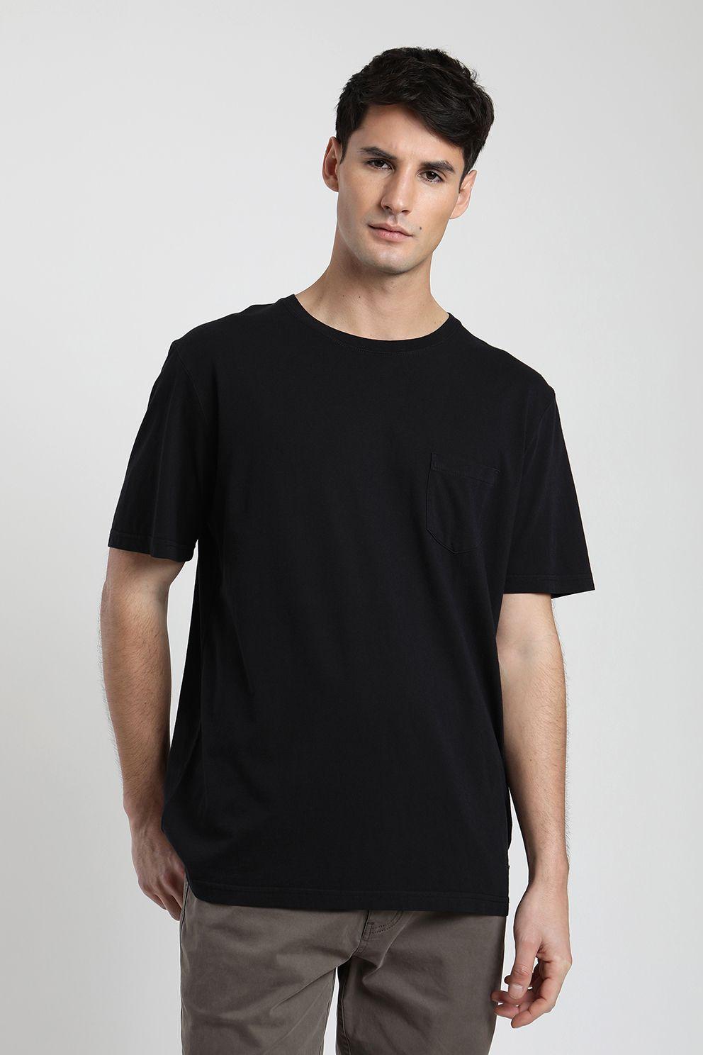 Polera manga corta hombre Plain negro -0