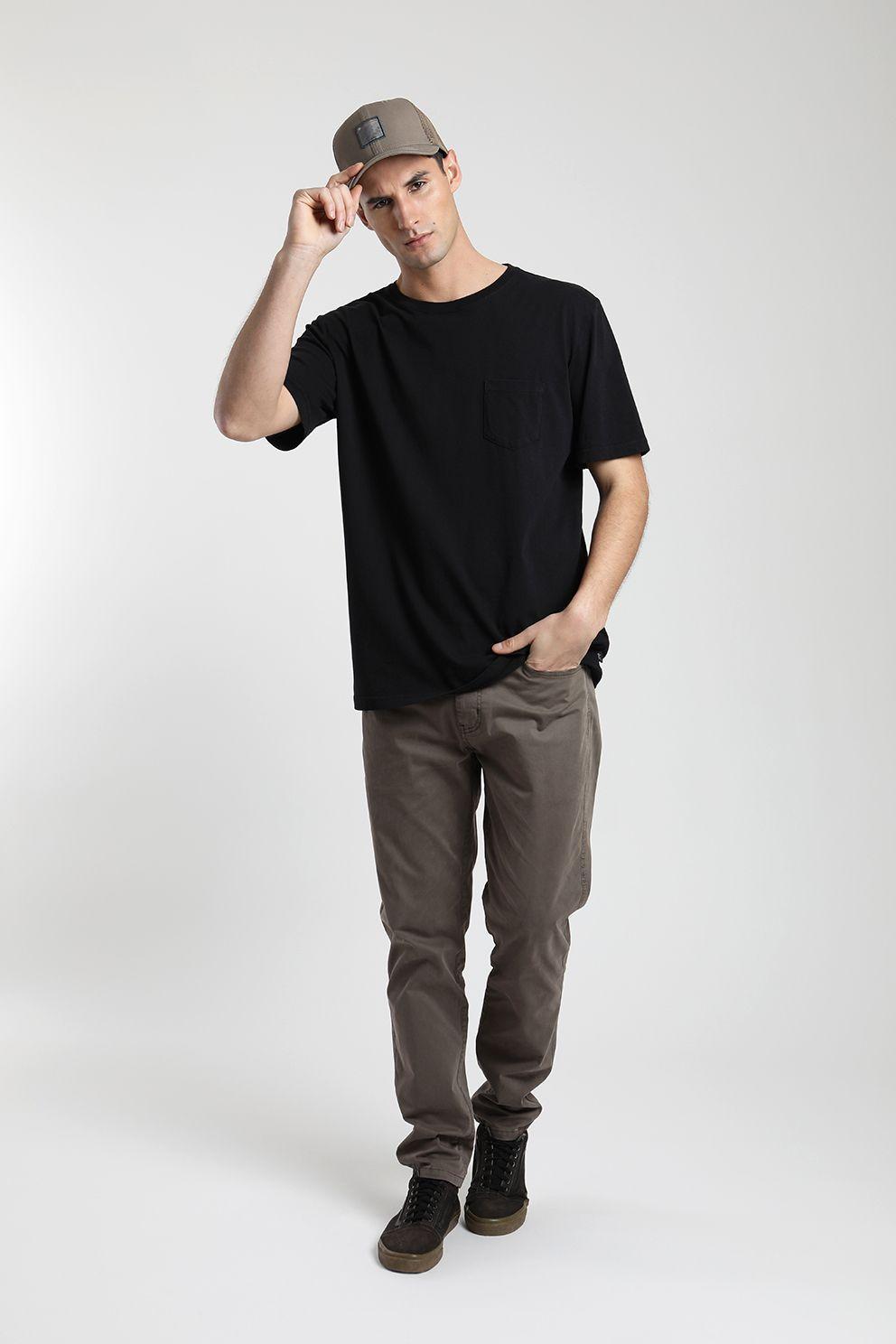 Polera manga corta hombre Plain negro -3