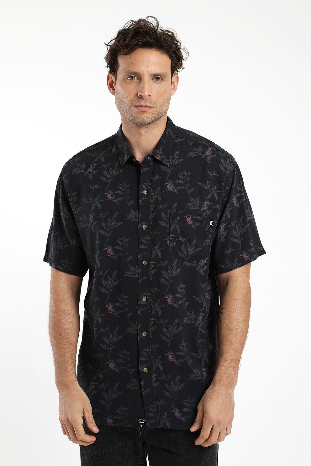 Camisa hombre manga corta viscosa  martin pescador 100% algodon organico Froens-2