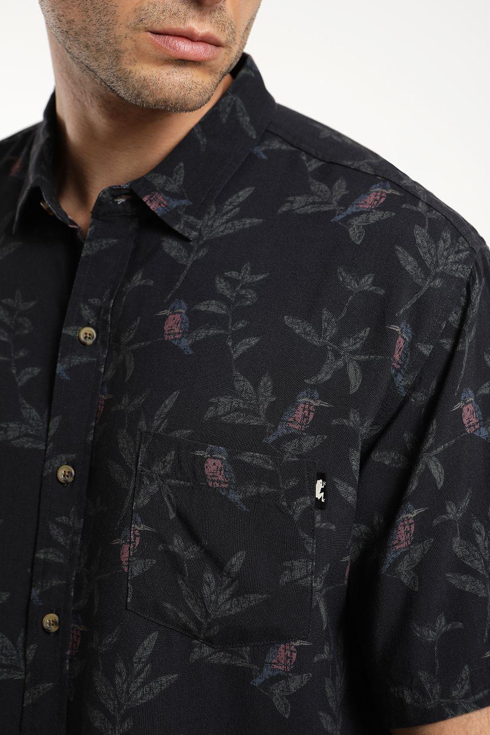 Camisa hombre manga corta viscosa  martin pescador 100% algodon organico Froens-2