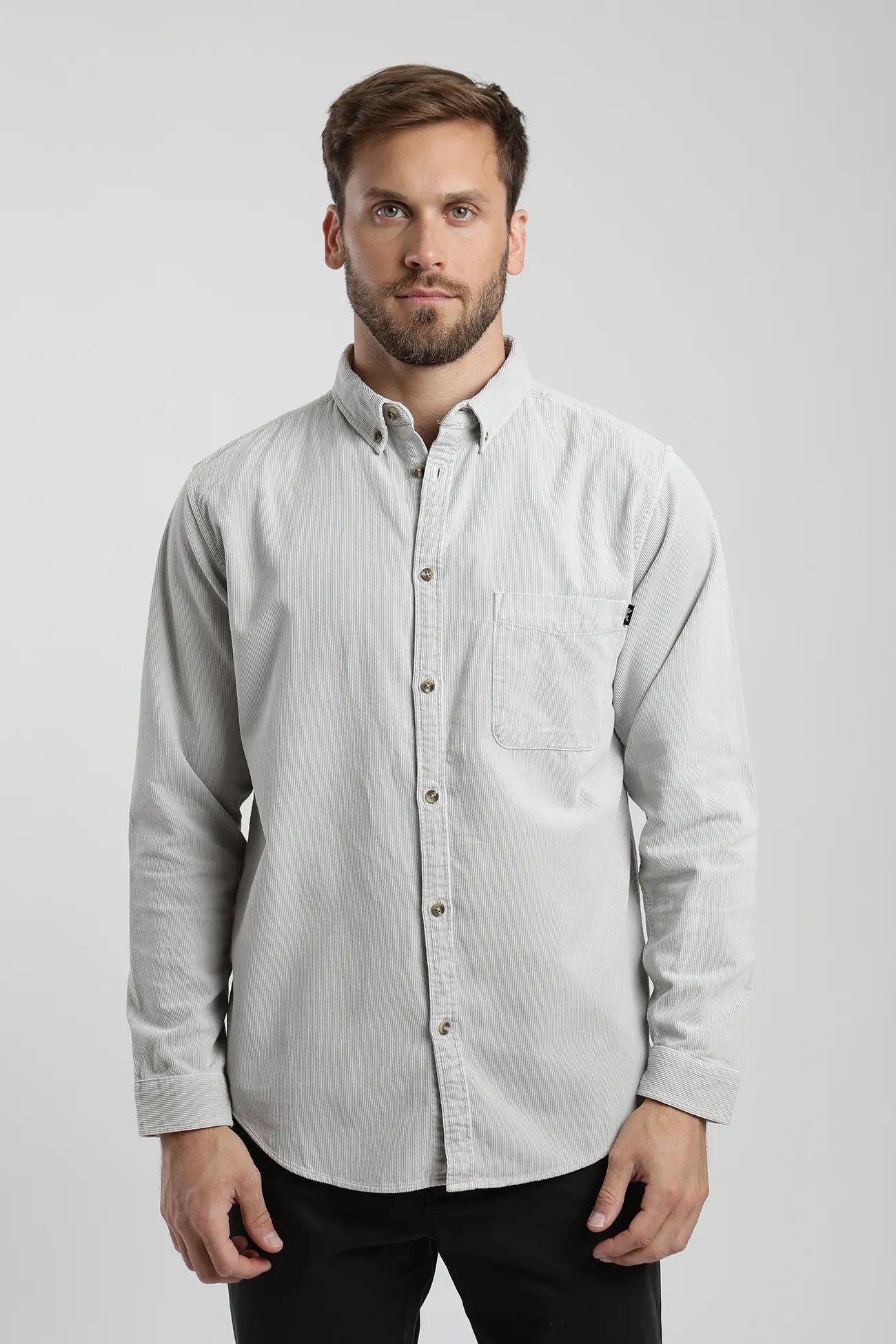 Camisa manga larga Corduroy gris  -0