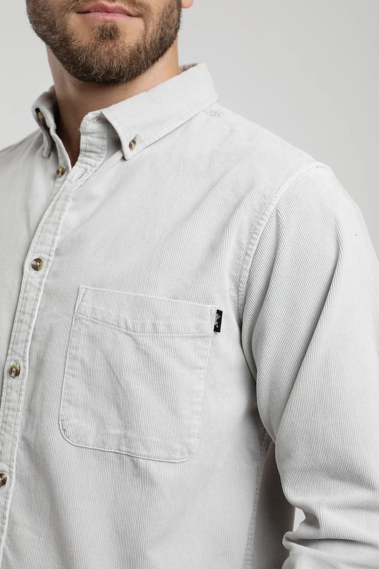 Camisa manga larga Corduroy gris  -1