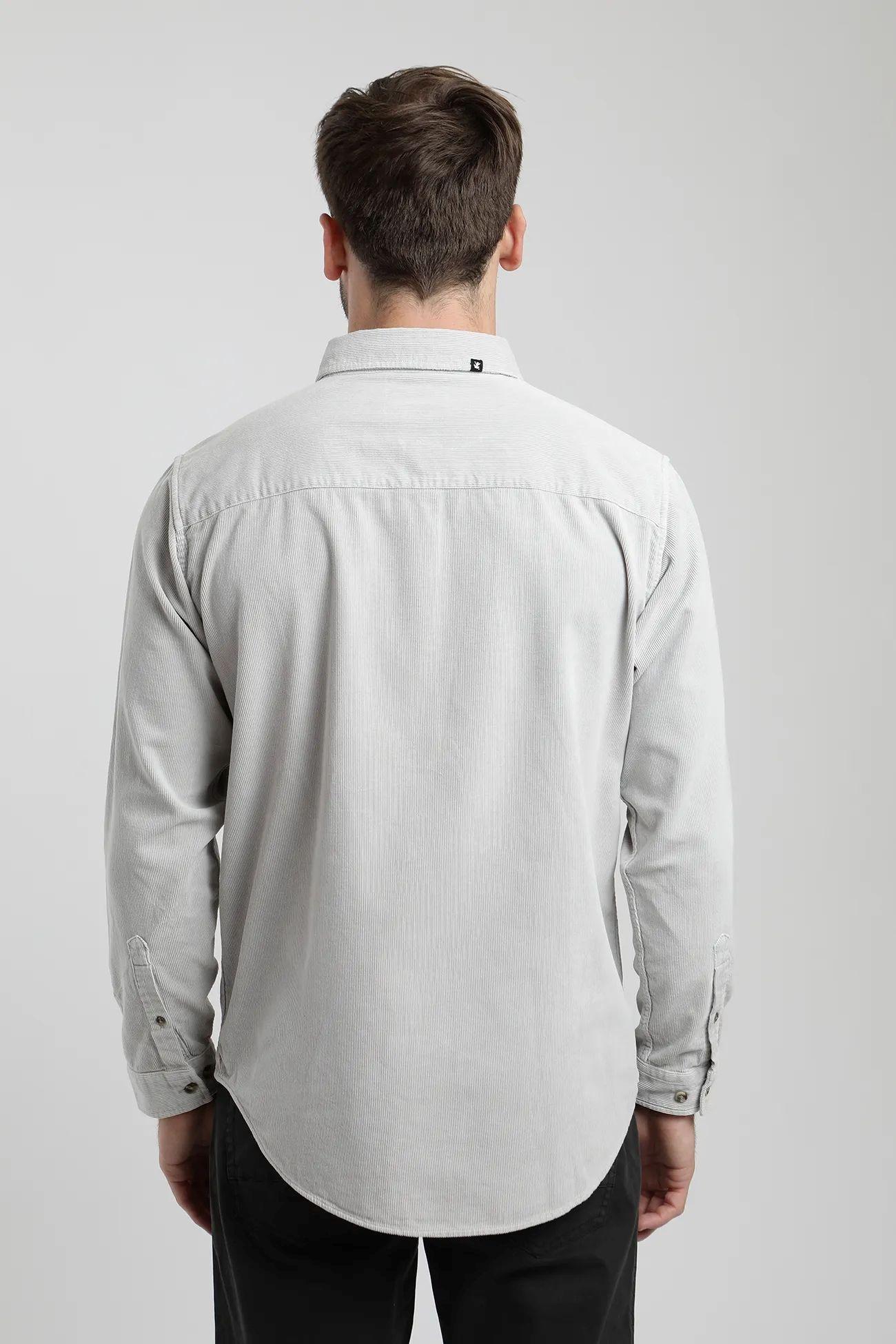 Camisa manga larga Corduroy gris  -2