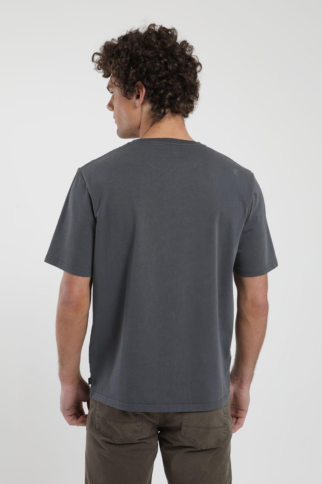 Polera hombre manga corta Heavyweight Plain grafito Algodón orgánico Froens-3