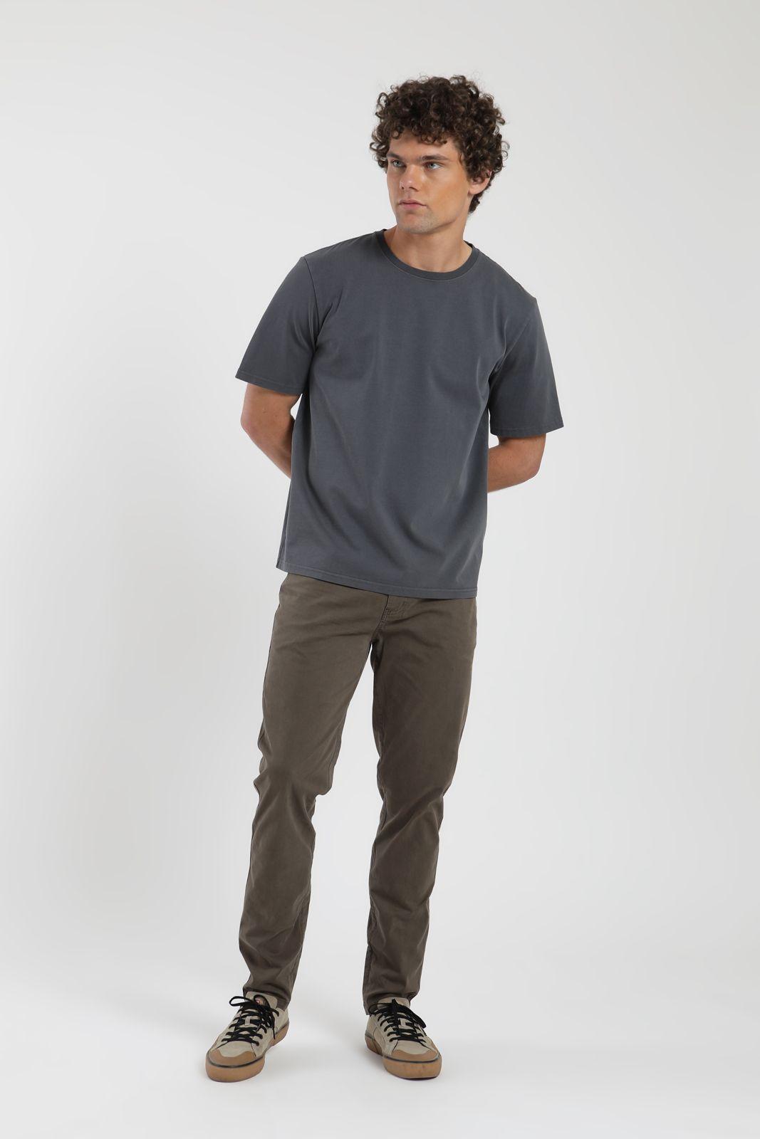 Polera hombre manga corta Heavyweight Plain grafito Algodón orgánico Froens-4