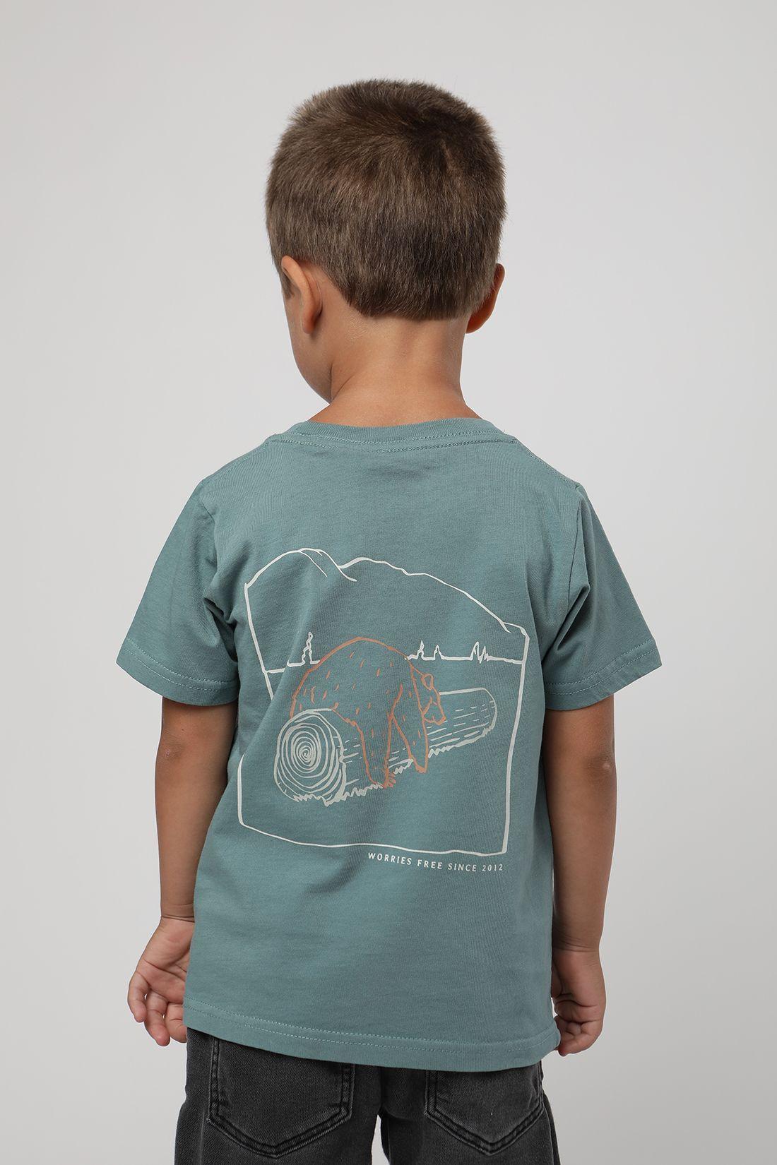 Polera manga corta kids no worries verde  -2