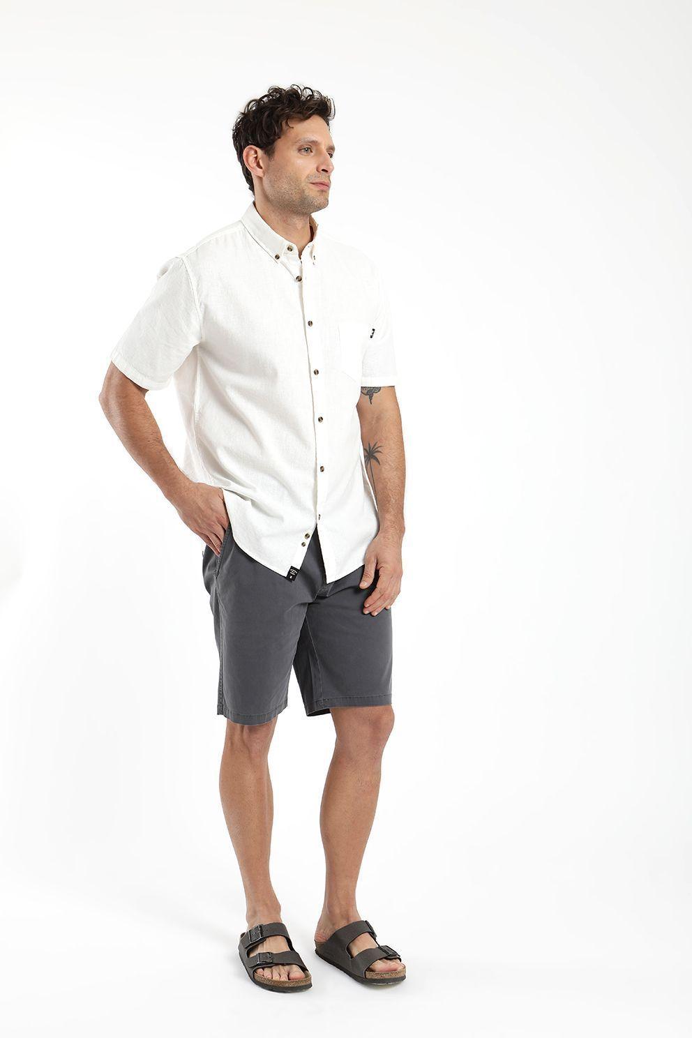 Camisa hombre manga corta classic 100% organic canvas algodón Froens-3