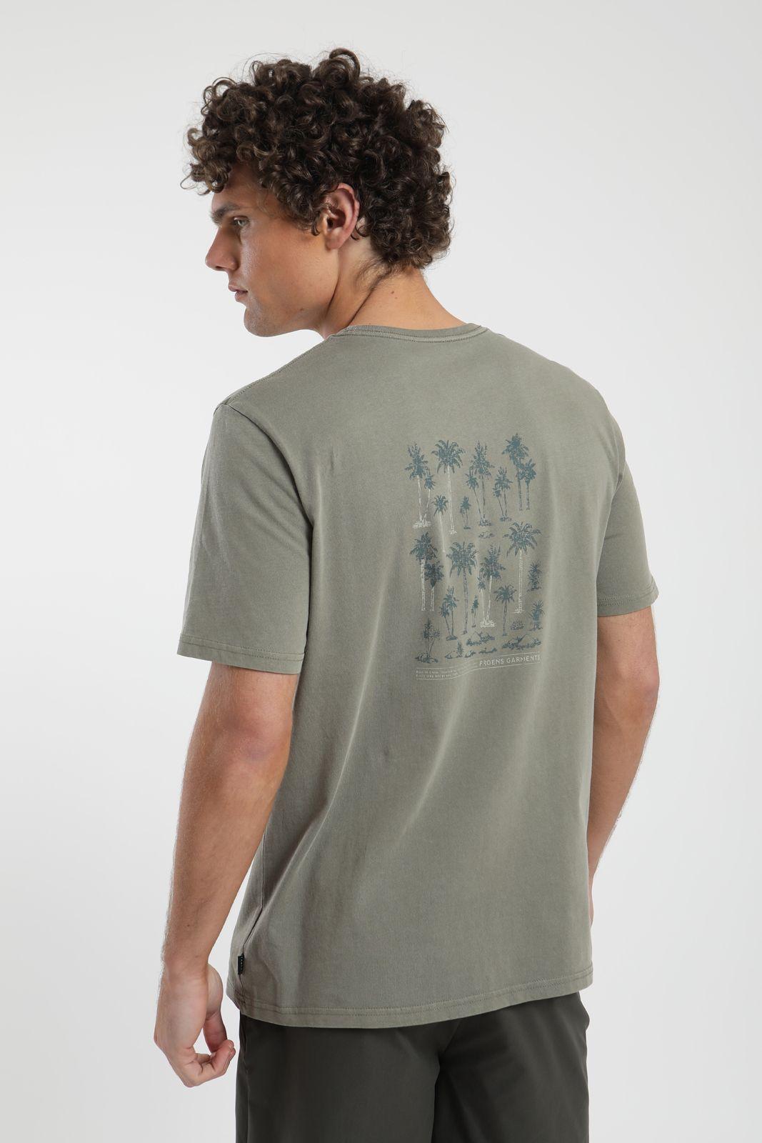 Polera hombre manga corta Palmeras verde Algodón orgánico Froens-3