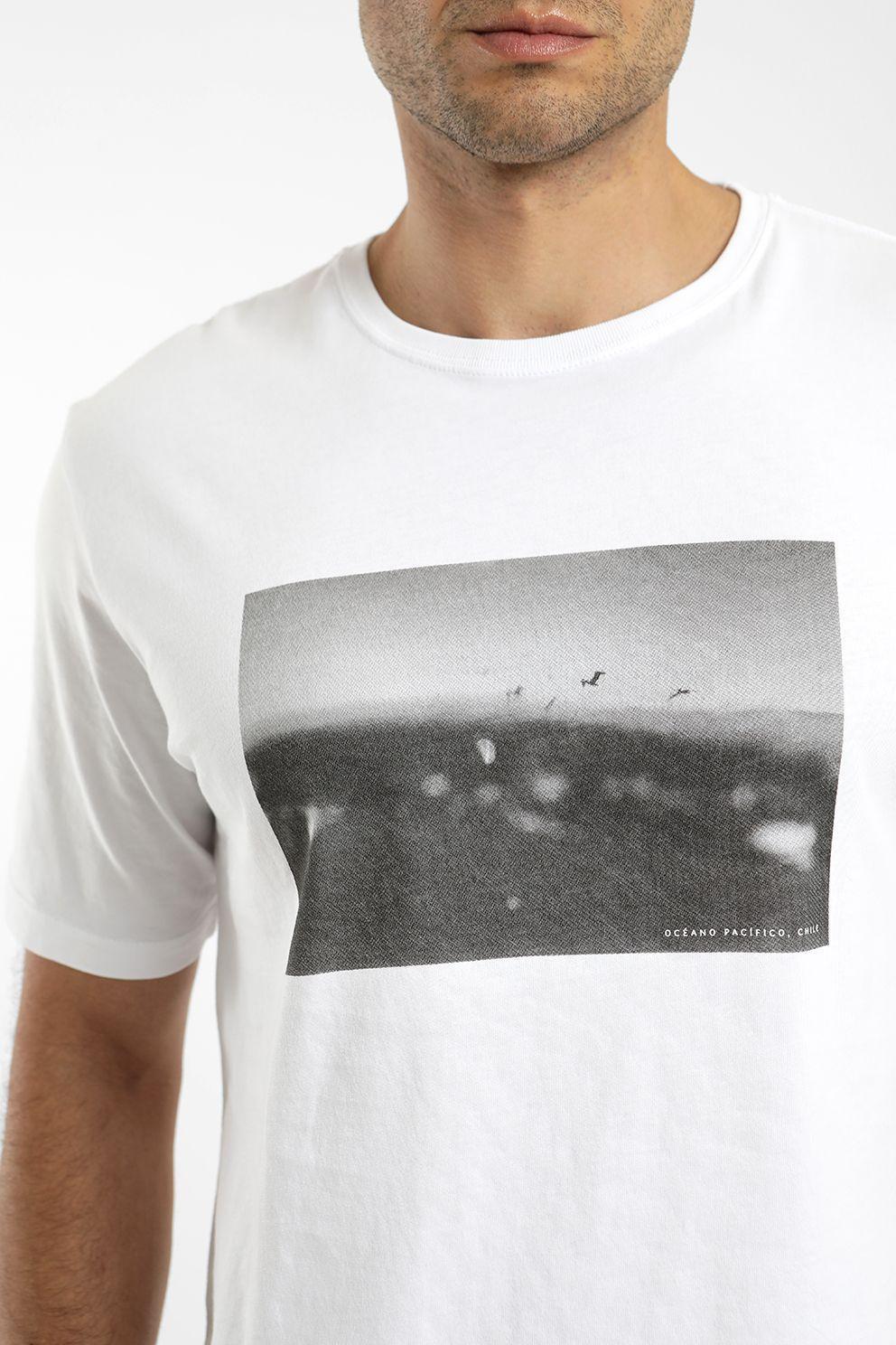 Polera hombre manga corta foto oceano 100% algodón orgánico Froens-2
