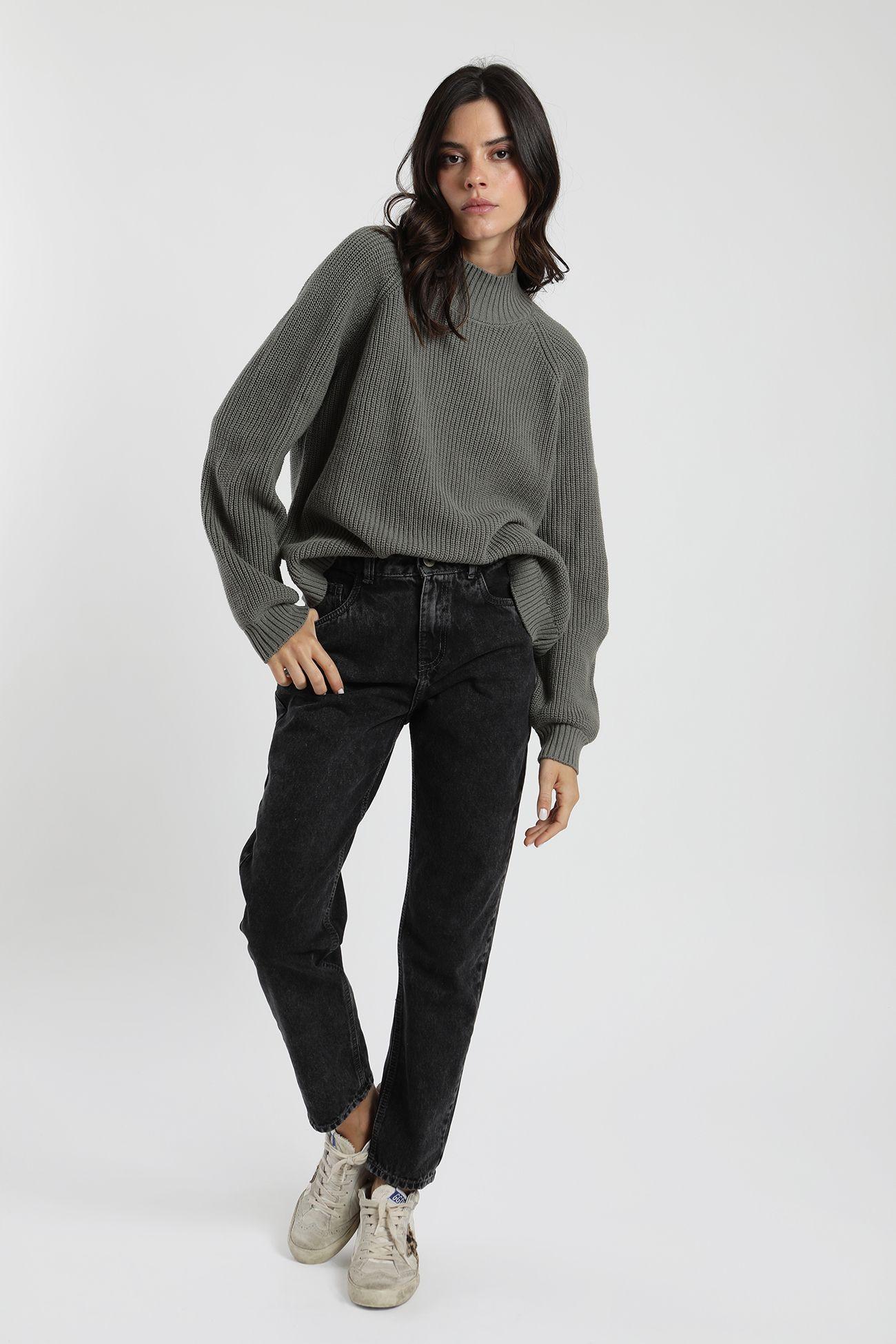 Pantalón mujer recto gris -3